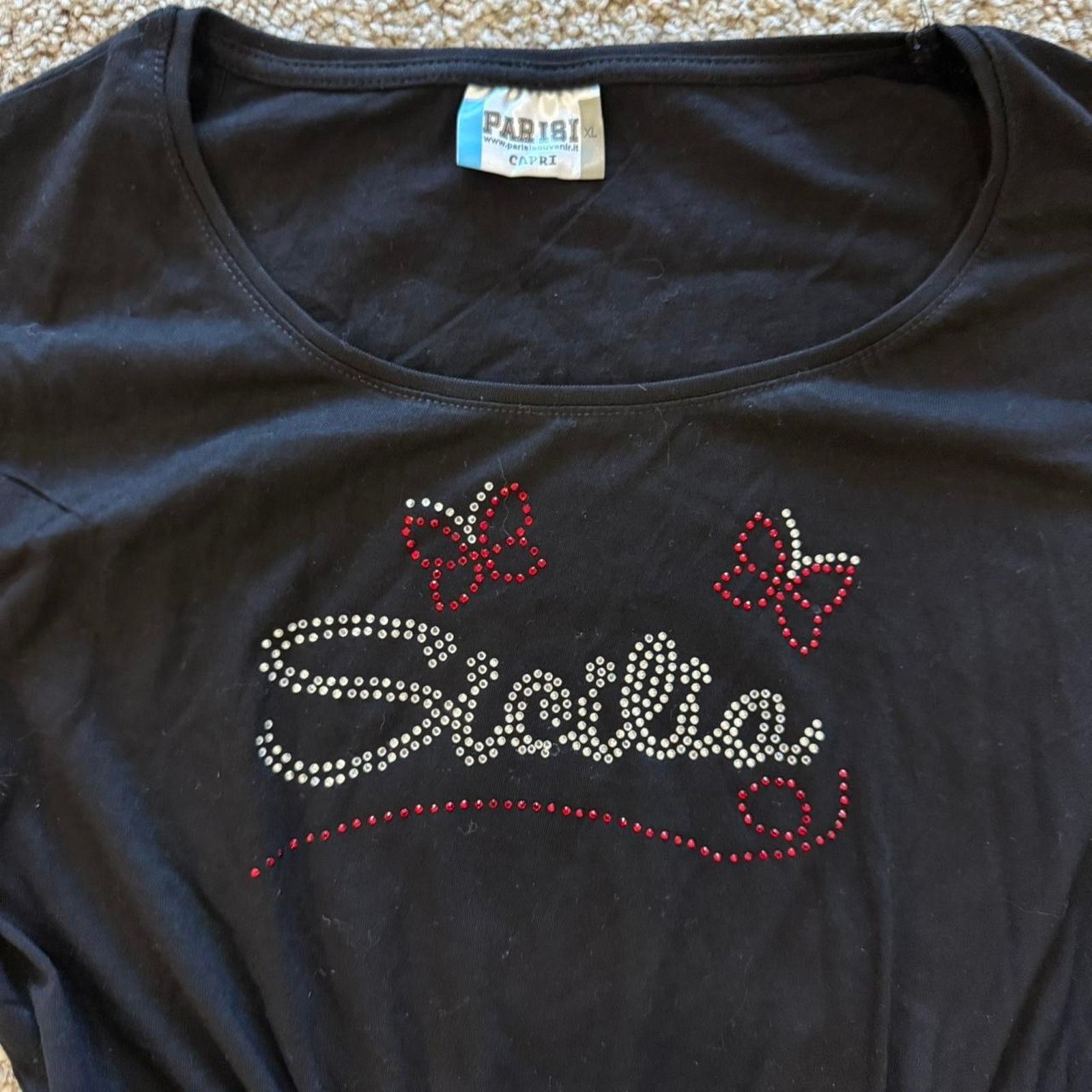 Other Sicilia Rhinestone Womens Y2K Baby Tee Size XL / US 12-14 / IT 48-50 - 2 Thumbnail