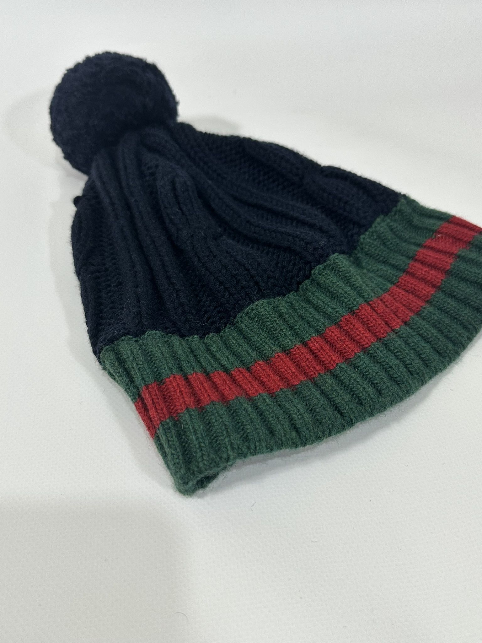 Gucci Gucci Beanie Winter Hat Knit Web Logo Pompom Dark Navy Size ONE SIZE - 3 Thumbnail