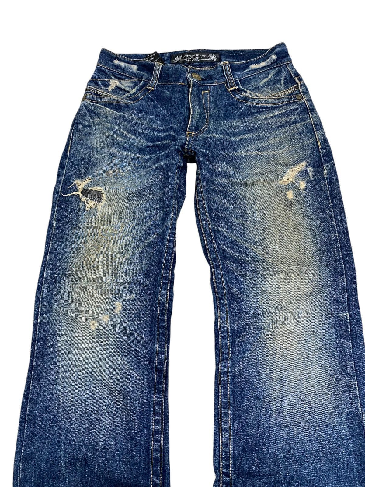 GOSTAR DE FUGA × Japanese Brand Flare Red Pepper Japan Denim Embroidery Mud Washed Distress Size US 32 / EU 48 - 12 Thumbnail