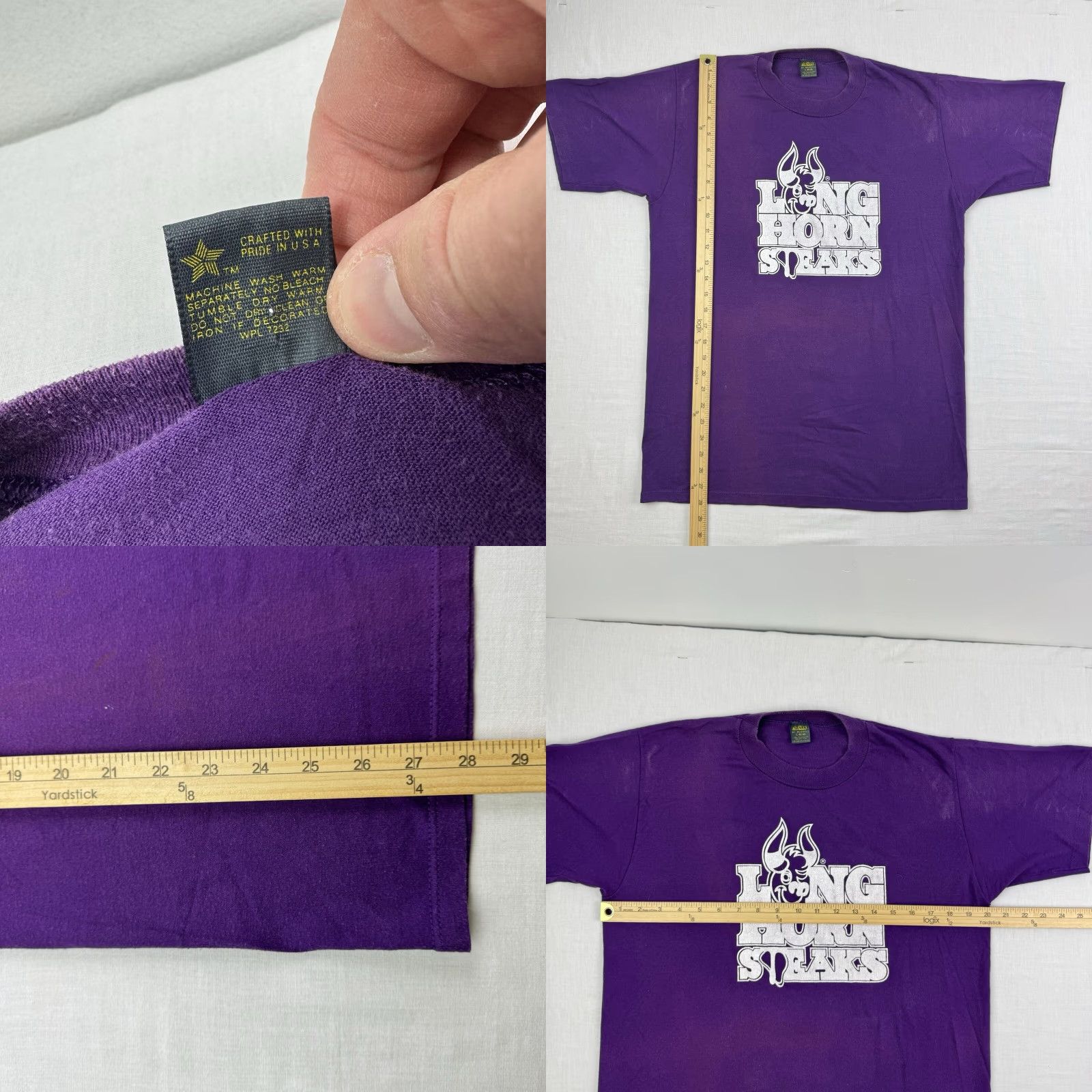 Jerzees Vintage 70s Long Horn Steaks T Shirt Adult Large Purple Graphic Barbque Party Size US L / EU 52-54 / 3 - 8 Thumbnail