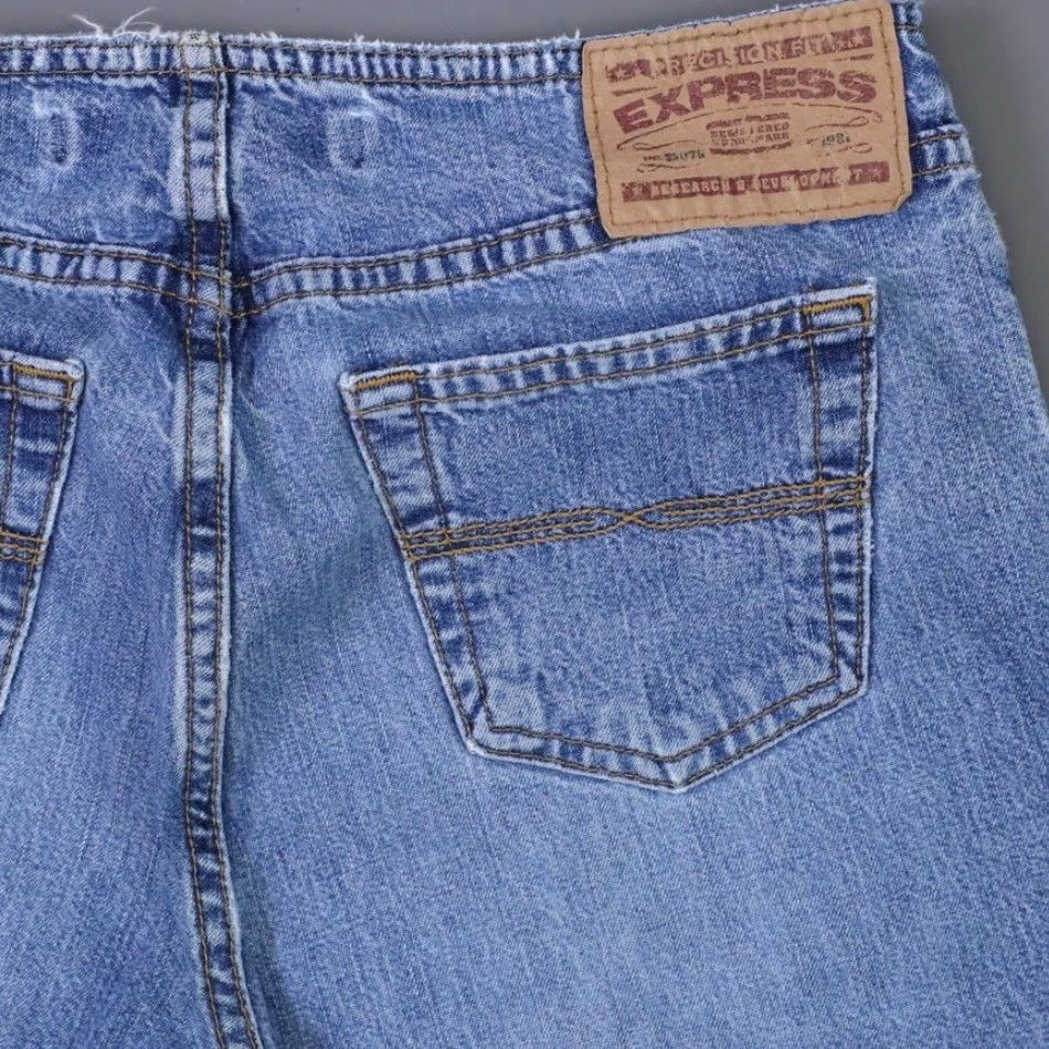 Express VINTAGE Express Jeans Women 3/4R Blue Hipster Flare Y2K Bootcut Button Fly 90s Size 28" / US 6 / IT 42 - 3 Thumbnail