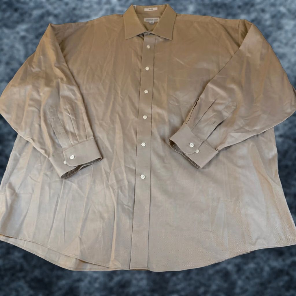 Joseph VINTAGE Joseph & Feiss International Tan 80s 2-Ply Non-Iron Button Up Shirt Mens 18.5 Size US XXL / EU 58 / 5 - 1 Thumbnail