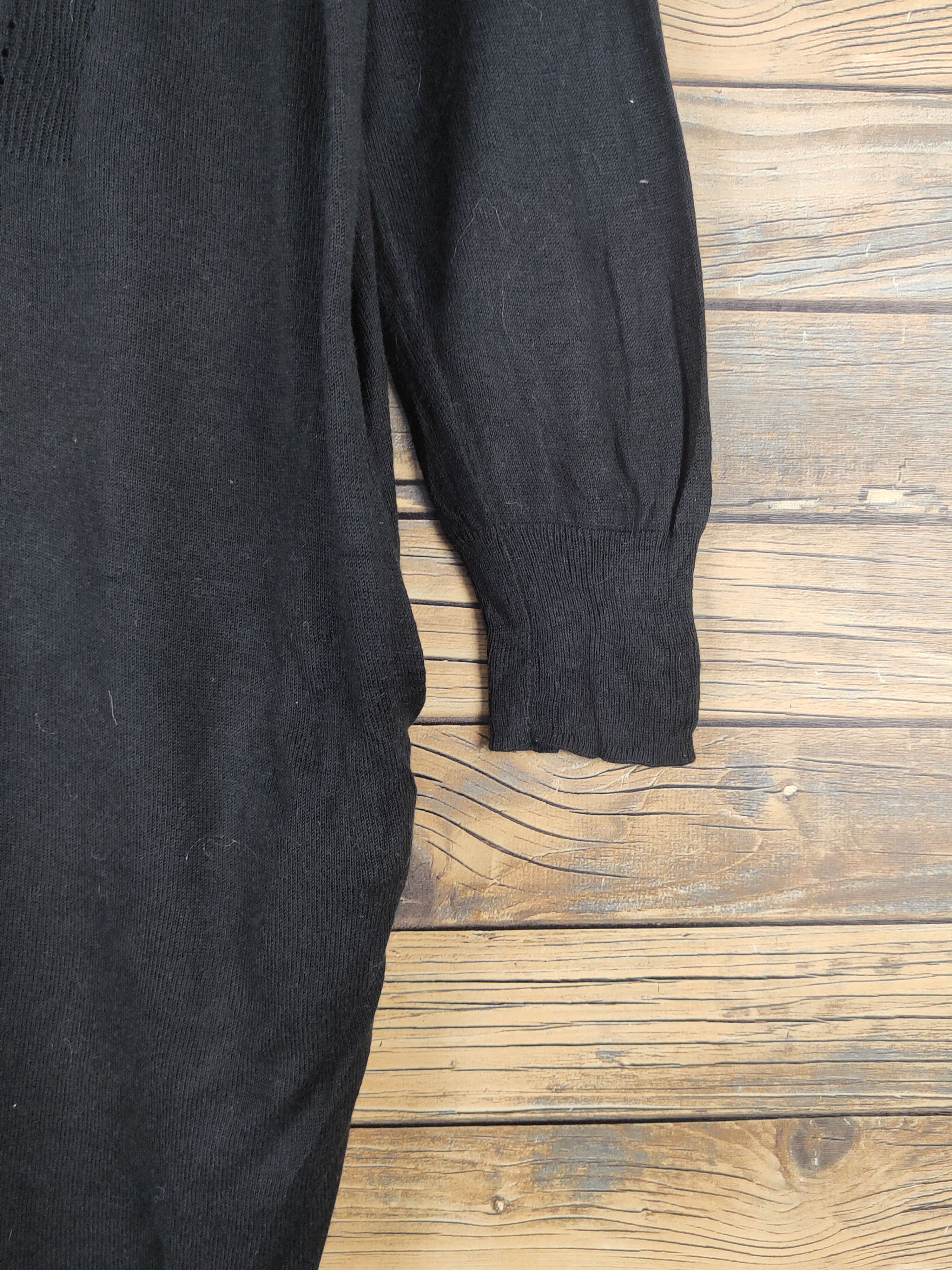 GU × Homespun Knitwear GU Black Knitwear ripped vintage Cardigan #W1517 Size M / US 6-8 / IT 42-44 - 7 Thumbnail