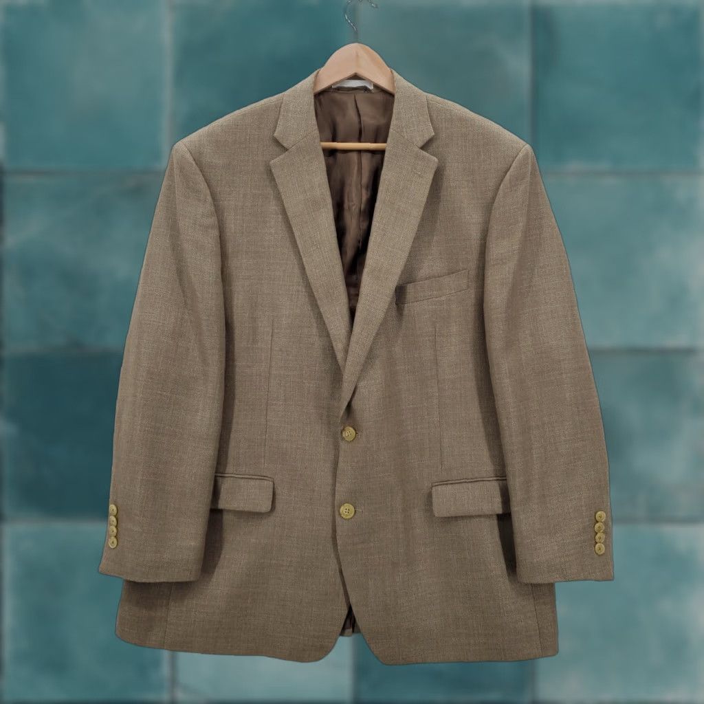 Ralph Lauren Lauren Ralph Lauren Sport Coat Mens 46R Beige Two-Button Linen Blend Blazer Blazer Business Wedding Blazer Mens Size 46R - 1 Thumbnail