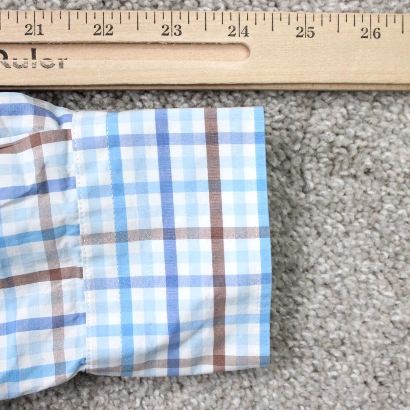 Peter Millar Peter Millar Shirt Mens Medium Blue/Brown Weekender Wash Cotton Long Sleeve Button-Up Shirt Cap-Down Plaid Casual Workwear Mens Regular Adult Size US M / EU 48-50 / 2 - 6 Thumbnail