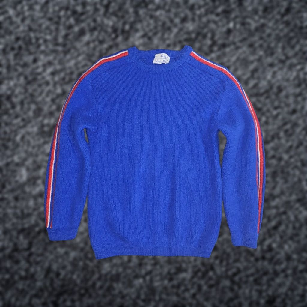Vintage VINTAGE Herbach Sweater Mens Sz Sm Crewneck 100% Wool Striped Blue Red - See Pics Size US S / EU 44-46 / 1 - 1 Thumbnail