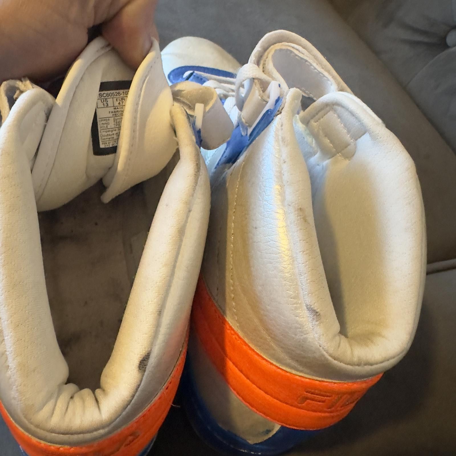 Fila Fila High-Top Sneakers - custom - White & Blue w/Orange Size US 13 / EU 46 - 4 Thumbnail