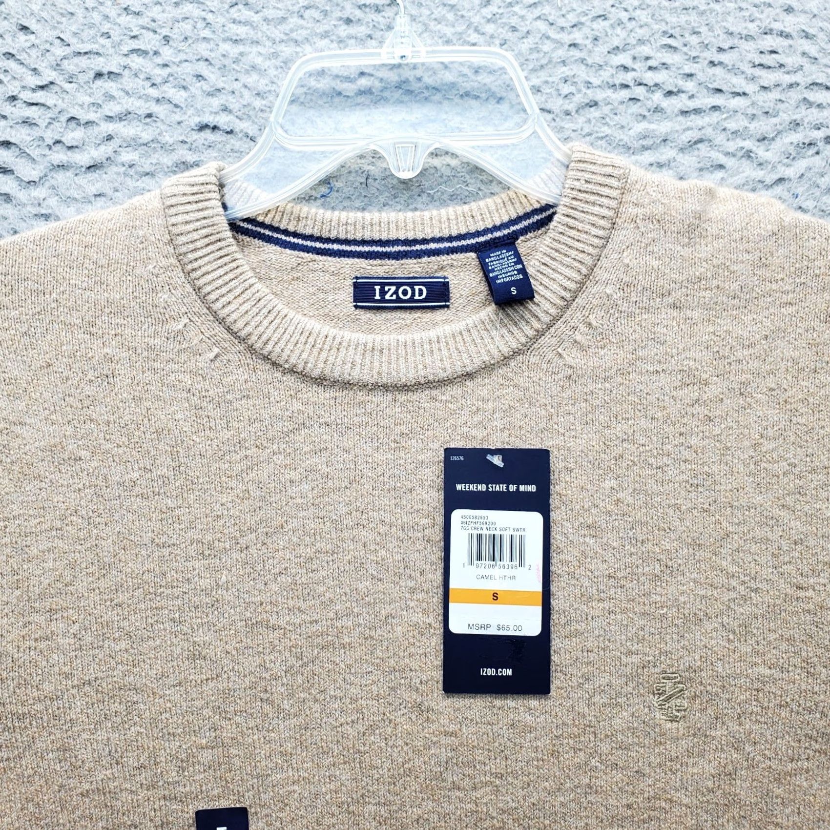 Izod IZOD Mens Sweater Shirt Brown Cotton Soft Knit Long Sleeve Crew Neck Pullover Size S Regular Size US S / EU 44-46 / 1 - 5 Thumbnail
