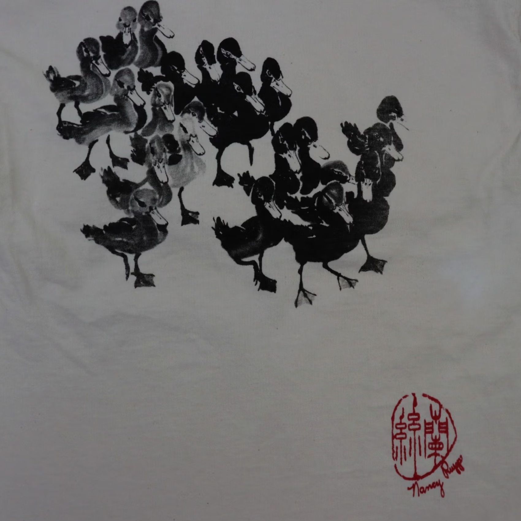 Fruit Of The Loom Nancy Rupp Mens Small Artist Vintage TShirt Ducks 2 sided Print RARE Artworks Size US S / EU 44-46 / 1 - 2 Thumbnail