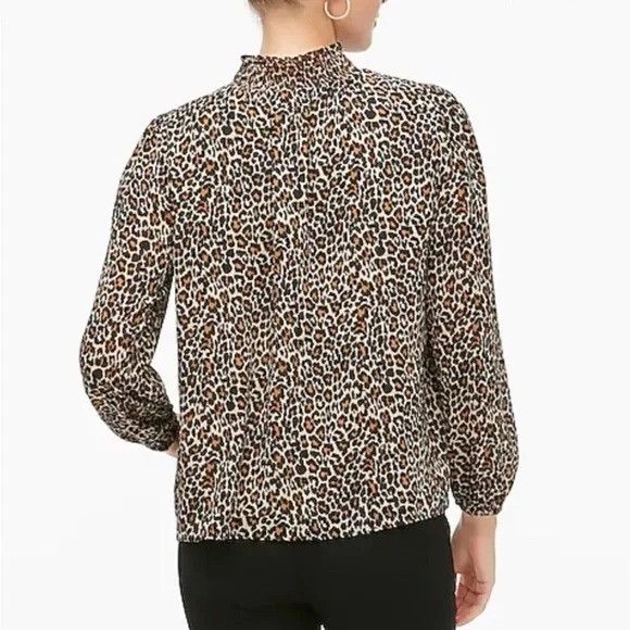 J.Crew J Crew XS Leopard Print Smocked Long Sleeve Blouse Mock High Size XS / US 0-2 / IT 36-38 - 9 Thumbnail