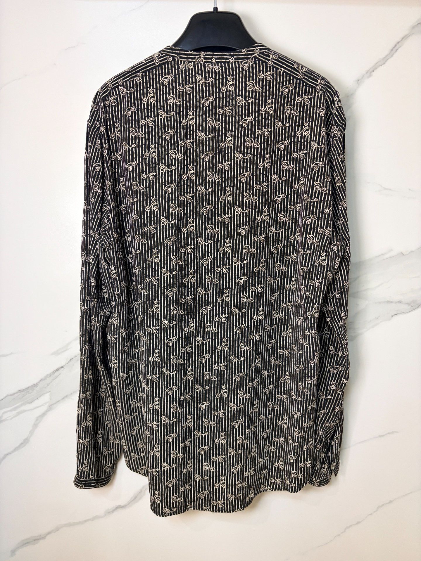 Anthony Vaccarello Saint Laurent SLP Silk Printed Henley Shirt Size US M / EU 48-50 / 2 - 2 Thumbnail