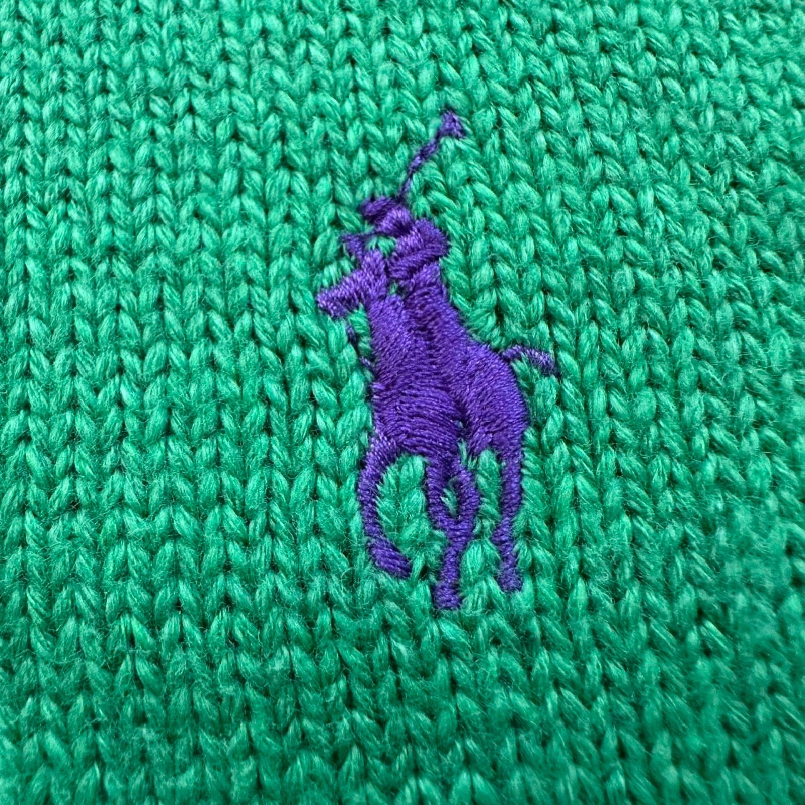 Polo Ralph Lauren × Vintage Polo Ralph Lauren Zip Sweater Purple Pony Leather Zipper XL Size US XL / EU 56 / 4 - 2 Thumbnail