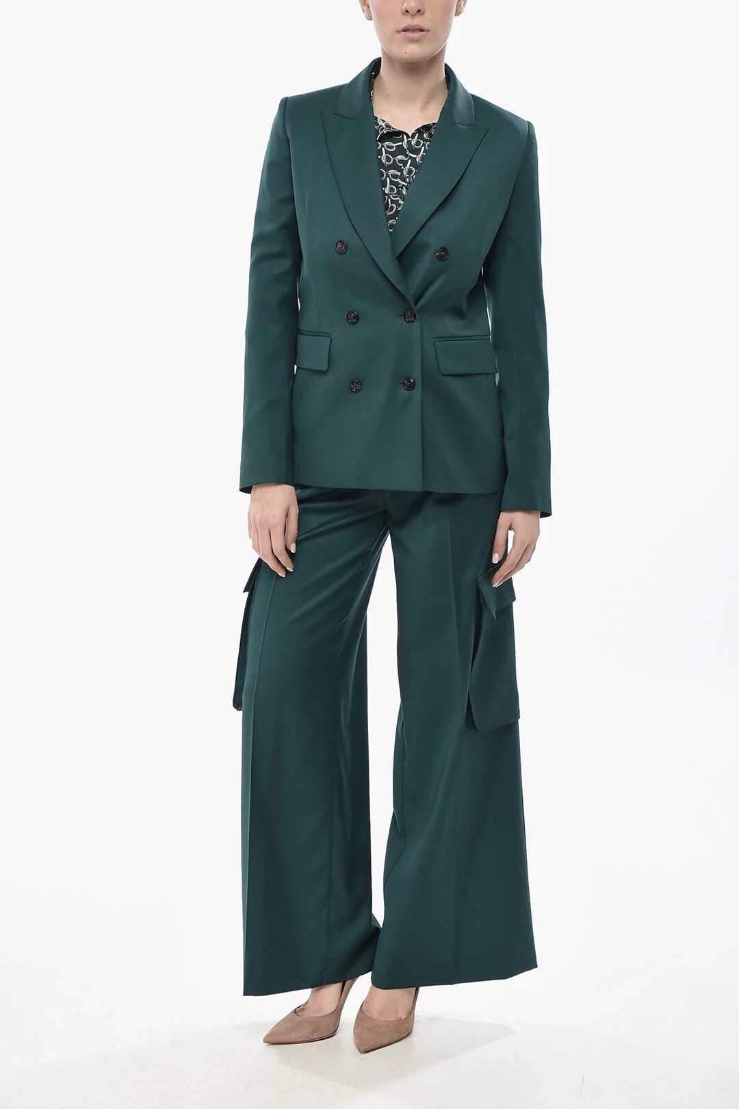 Amiri og1mm0426 Wool Double-Breasted Blazer in Green Size S / US 4 / IT 40 - 4 Thumbnail