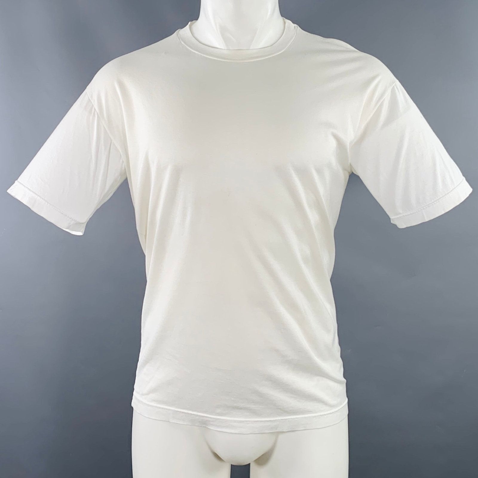 Ermenegildo Zegna ERMENEGILDO ZEGNA Size M White Cotton Short Sleeve T-shirt Size US M / EU 48-50 / 2 - 1 Thumbnail