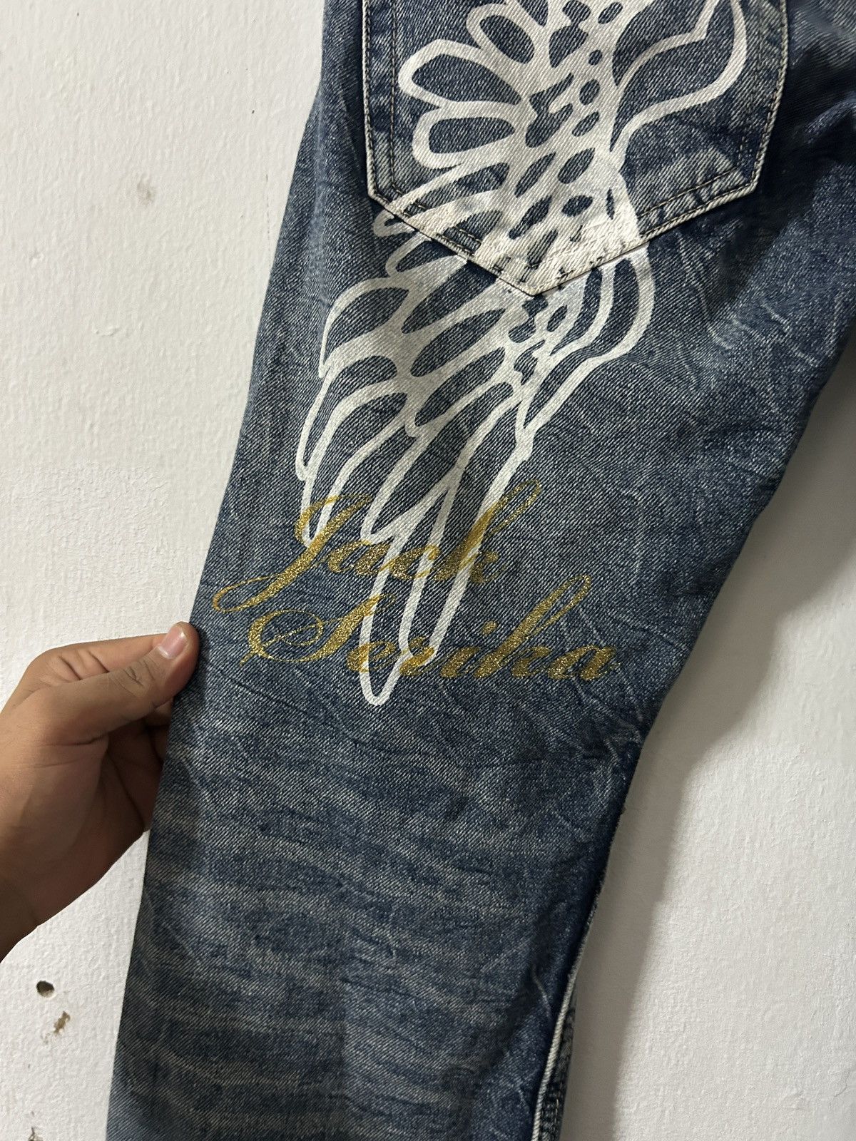 If Six Was Nine 00’s Japanese Brand Jack Serika Wings Flare Jeans Size US 30 / EU 46 - 4 Thumbnail
