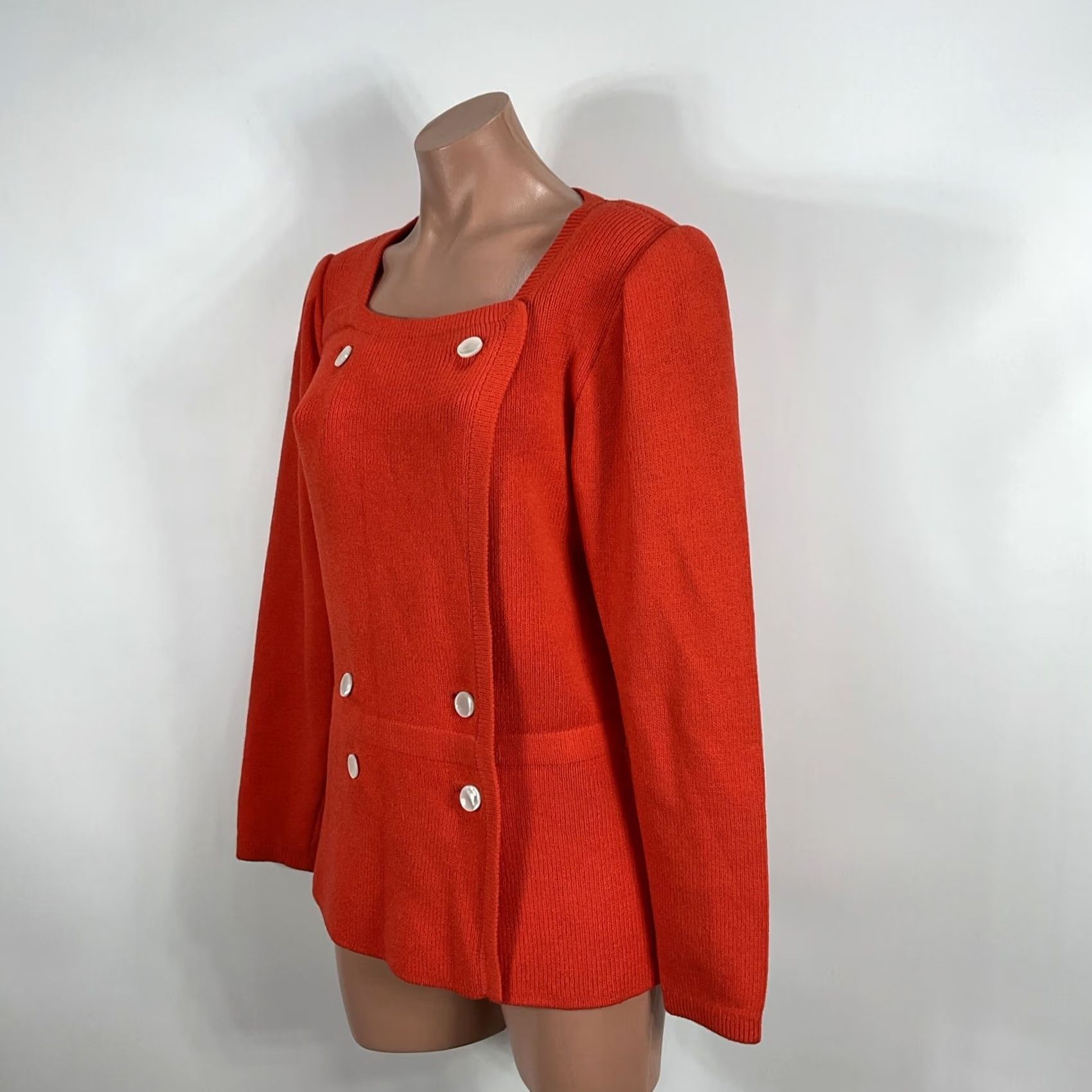 Hogan Dana Hogan Vintage Coral Orange Sweater Jacket Double Breasted L/XL Size XL / US 12-14 / IT 48-50 - 7 Thumbnail
