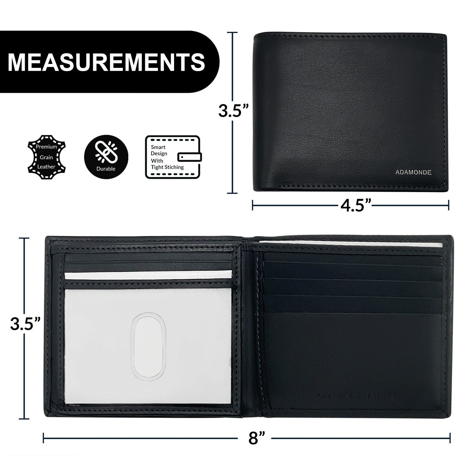 Handmade Men's minimalist Dark Gray leather wallet | Slim wallet Size ONE SIZE - 4 Thumbnail