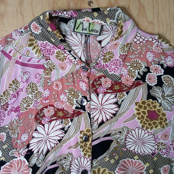 Vintage Vintage Mui Loco Abstract Geometric Floral Rayon Disco Shirt Size XL / US 12-14 / IT 48-50 - 1 Thumbnail