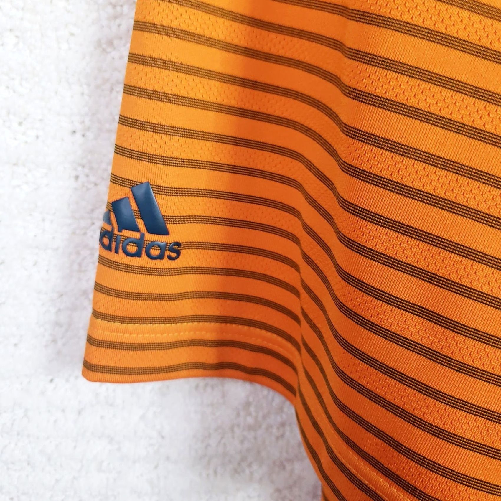 Adidas Adidas Polo Golf Shirt Short Sleeve Orange Striped Climacool M Mens VINTAGE? Size US M / EU 48-50 / 2 - 6 Thumbnail