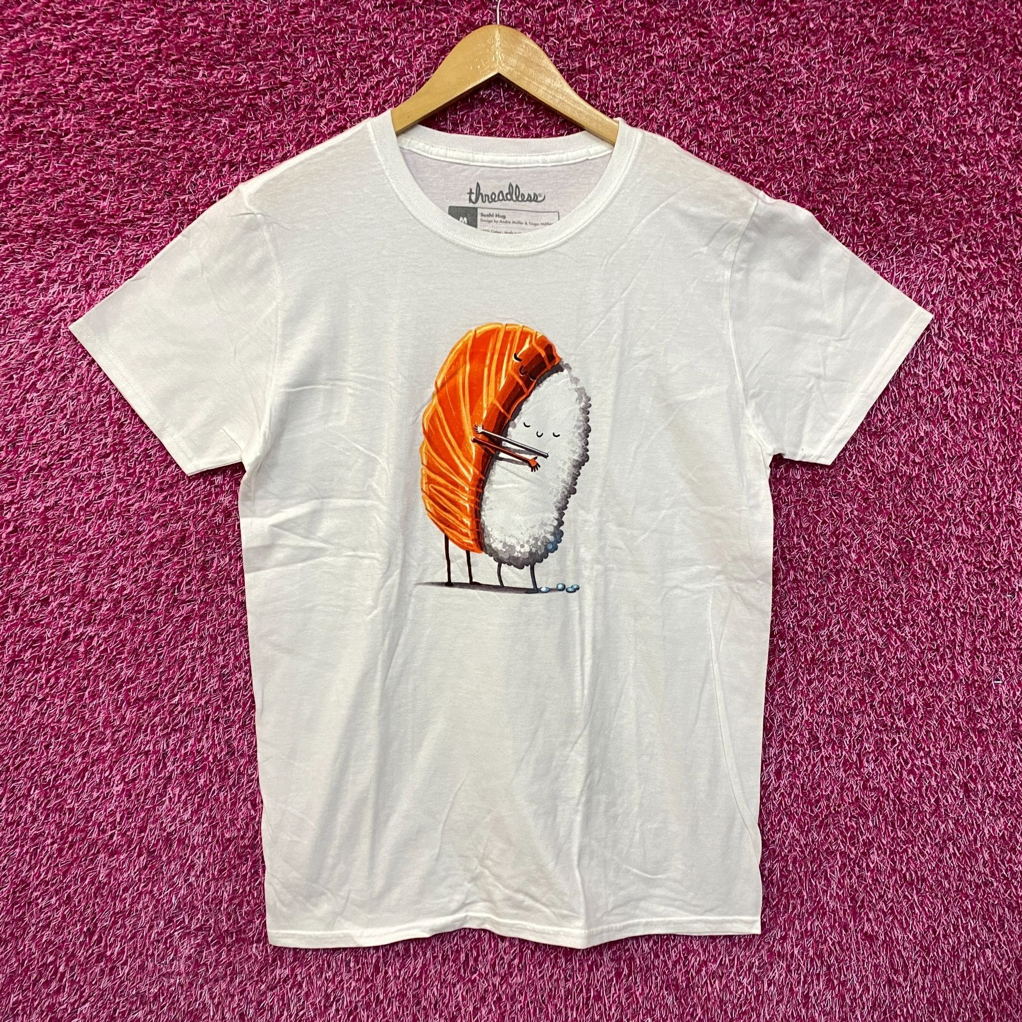 Threadless Hugging sushi white Tshirt size medium Size US M / EU 48-50 / 2 - 1 Thumbnail