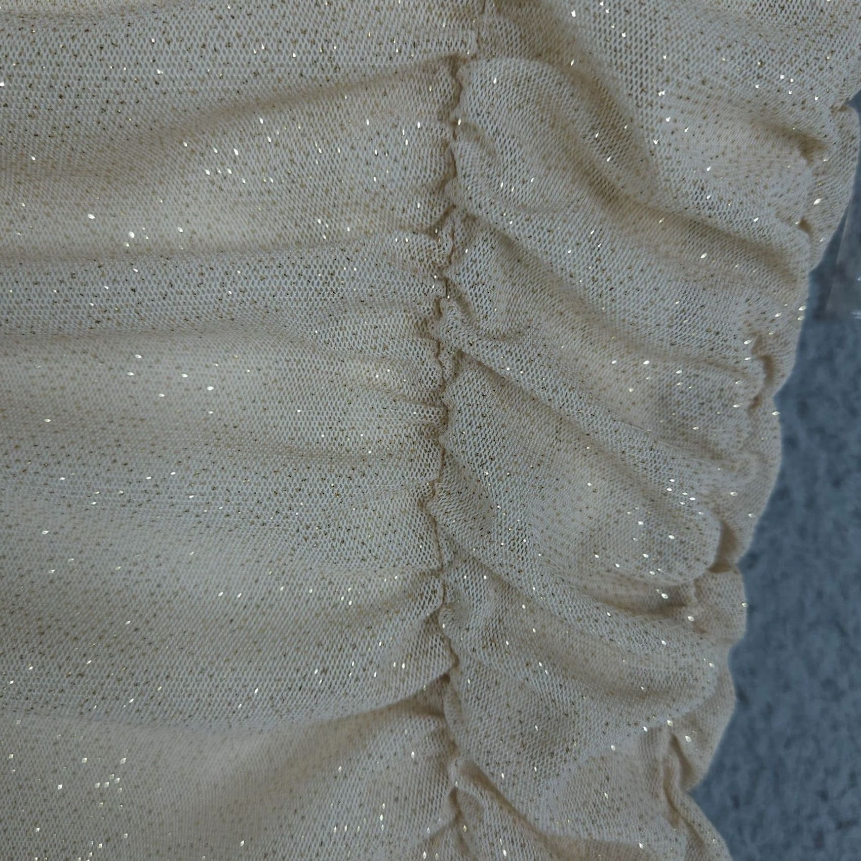 Vintage MISTYROSE Women’s Beige Ruched Mini Party body-corn dress S Size S / US 4 / IT 40 - 4 Thumbnail