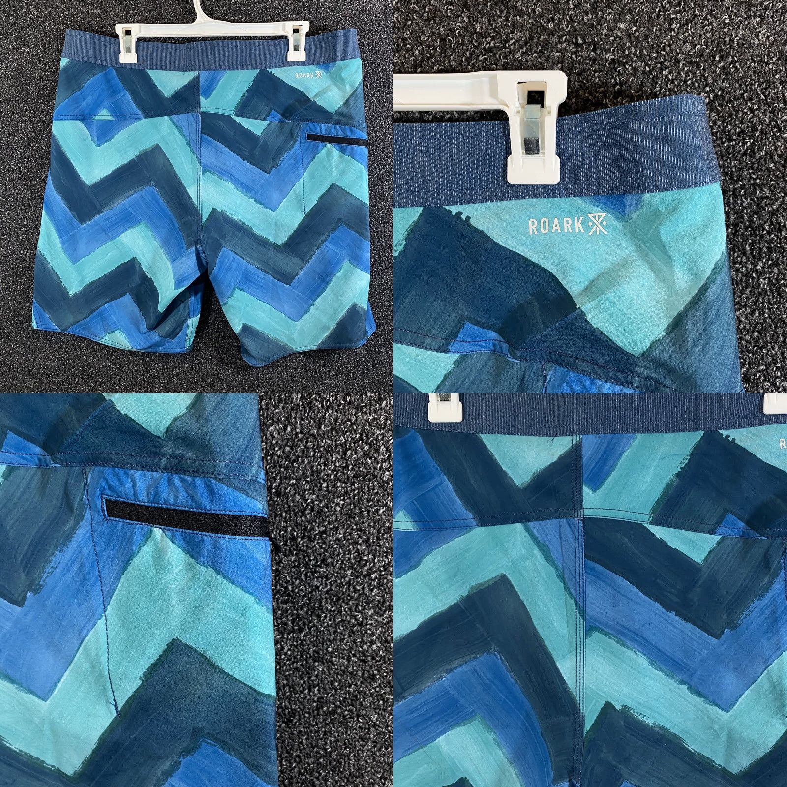 Roark ROARK Revival Swim Trunks Mens 36 Board Shorts Blue Green Striped Multicolor Bathing Suit Male 36 Regular Size US 36 / EU 52 - 8 Thumbnail