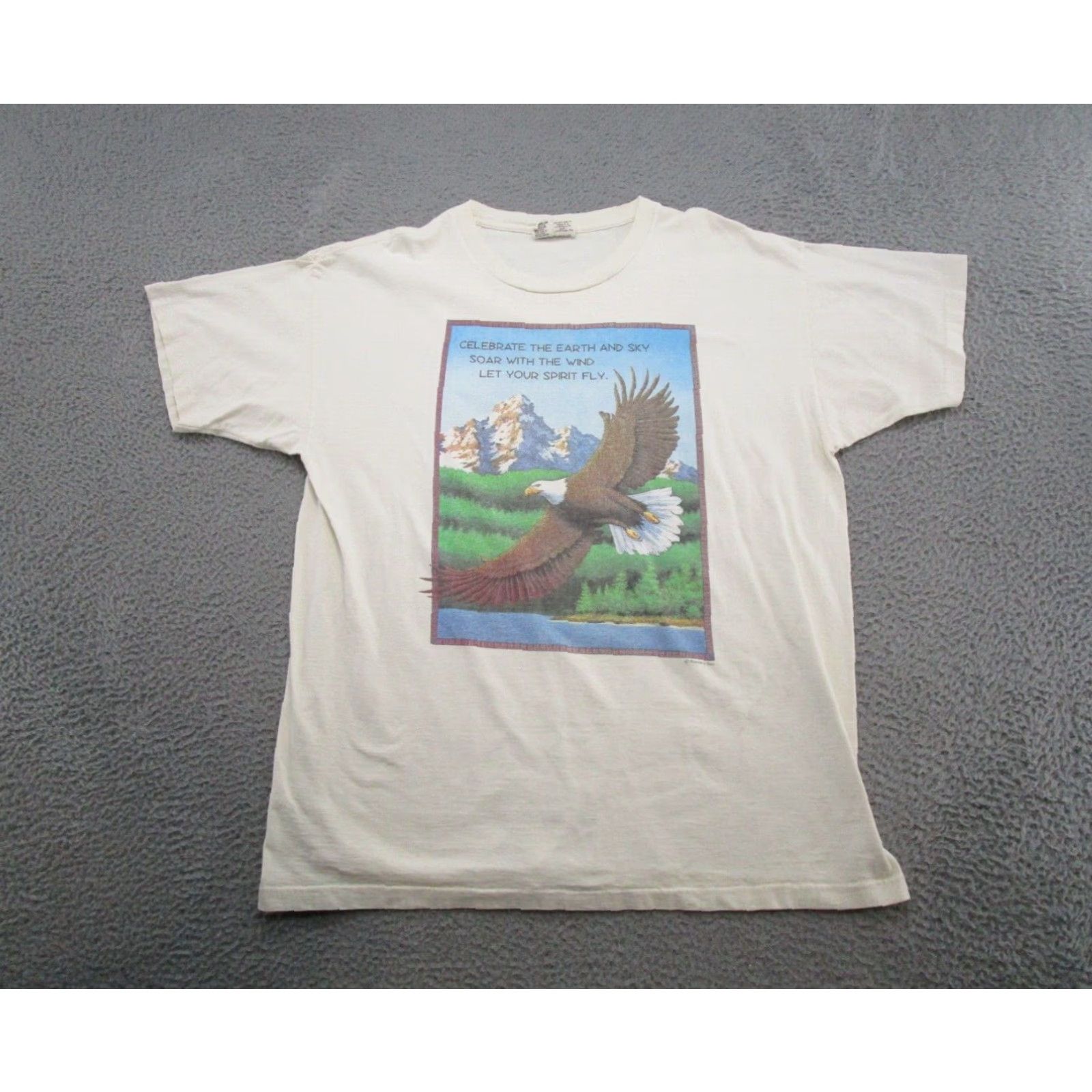 Cotton On Vintage 90's Earth Nature Bald Eagle Single Stitch T-Shirt Men's SZ XL USA Made Size US XL / EU 56 / 4 - 2 Thumbnail
