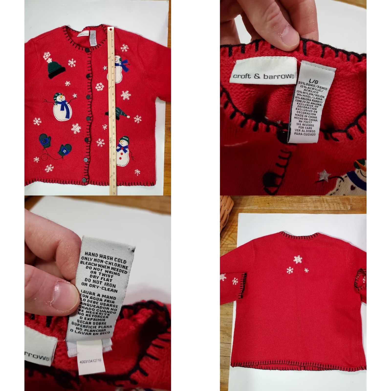 Croft & Barrow VINTAGE Croft & Barrow Womens Cardigan Sweater Red Snowmen Snowflakes Christmas L Regular Knit Embroidered Button Notions Winter Fall Spring Size L / US 10 / IT 46 - 8 Thumbnail