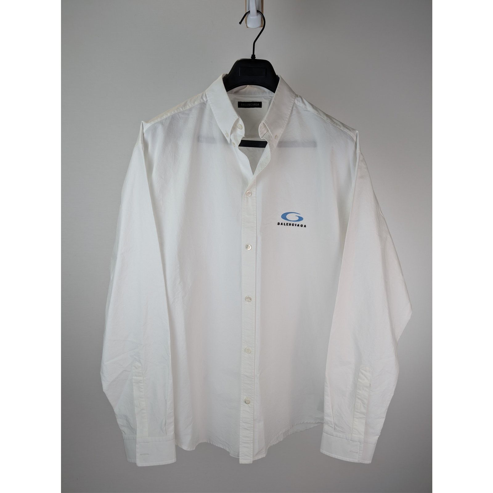 Balenciaga o1rshd1 Long-Sleeve Large Fit Cotton Poplin Shirt in White Size US XXL / EU 58 / 5 - 8 Thumbnail