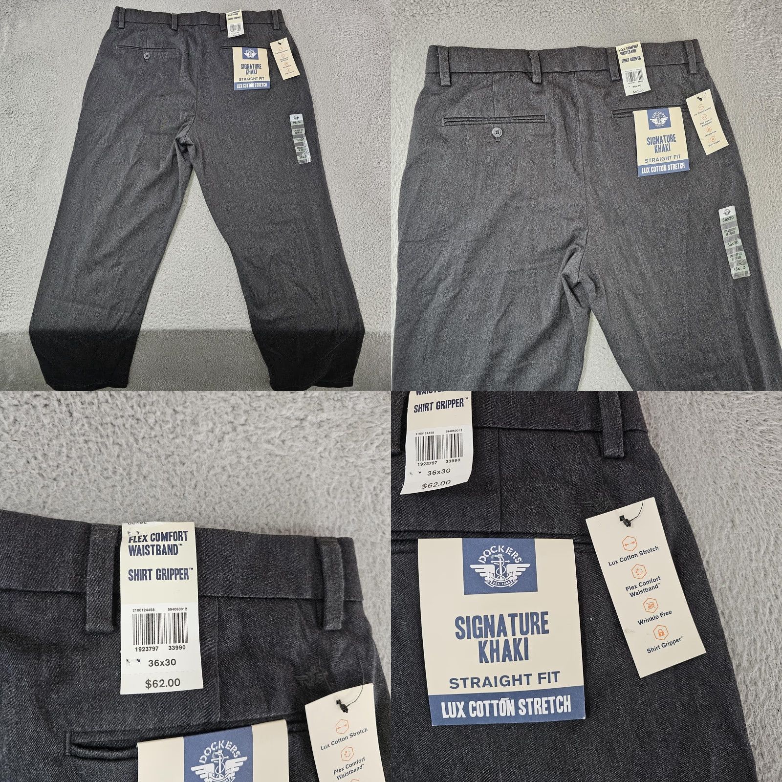 Dockers Dockers Pants Mens 36x30 Straight Fit Signature Khaki Lux Cotton Stretch Wrinkle Resistant Gray Size US 36 / EU 52 - 8 Thumbnail