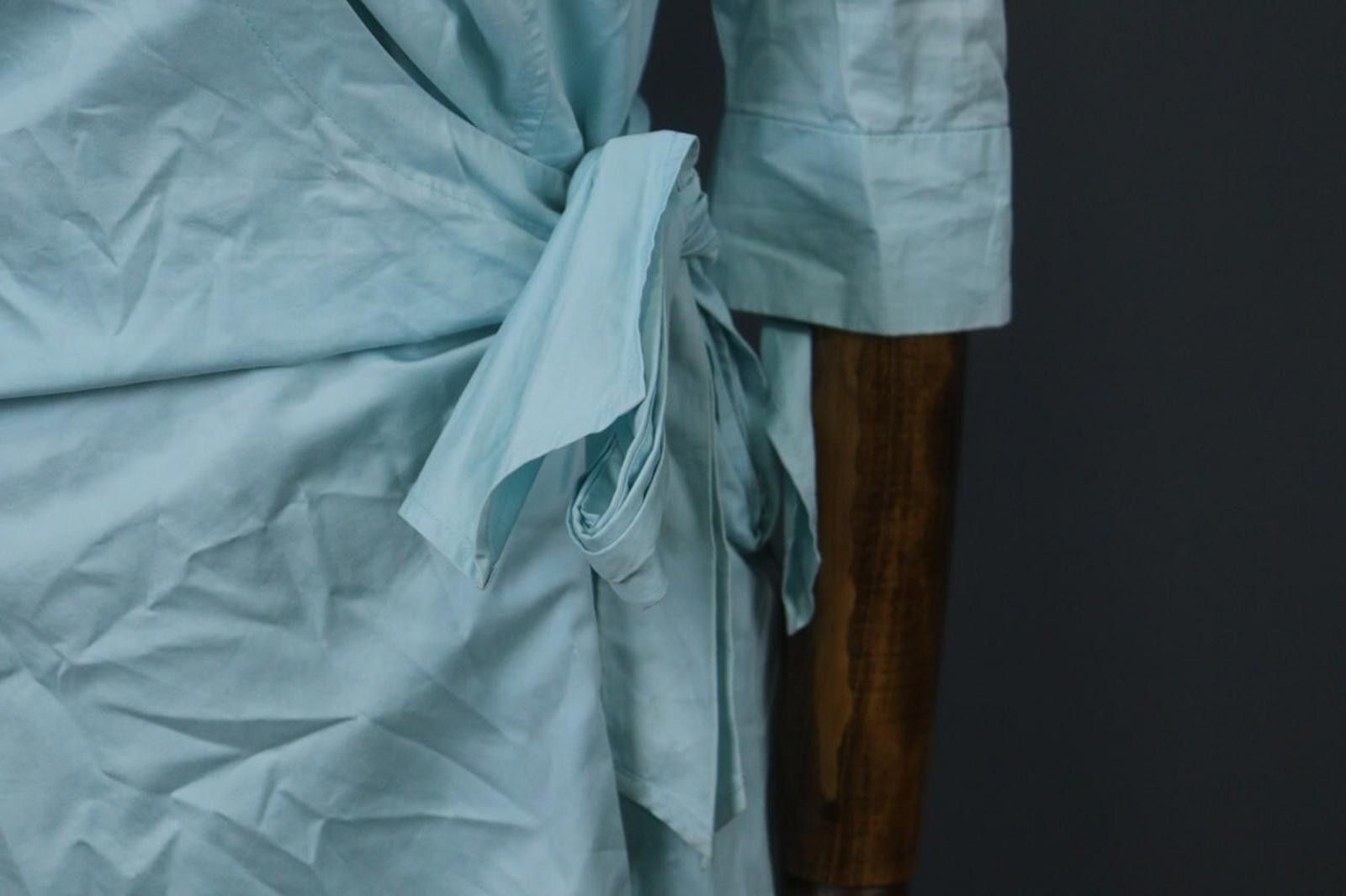 Polo Ralph Lauren Laurel Blue 100% Cotton Collared Belted Wrap Dress Size 36 Size M / US 6-8 / IT 42-44 - 4 Thumbnail