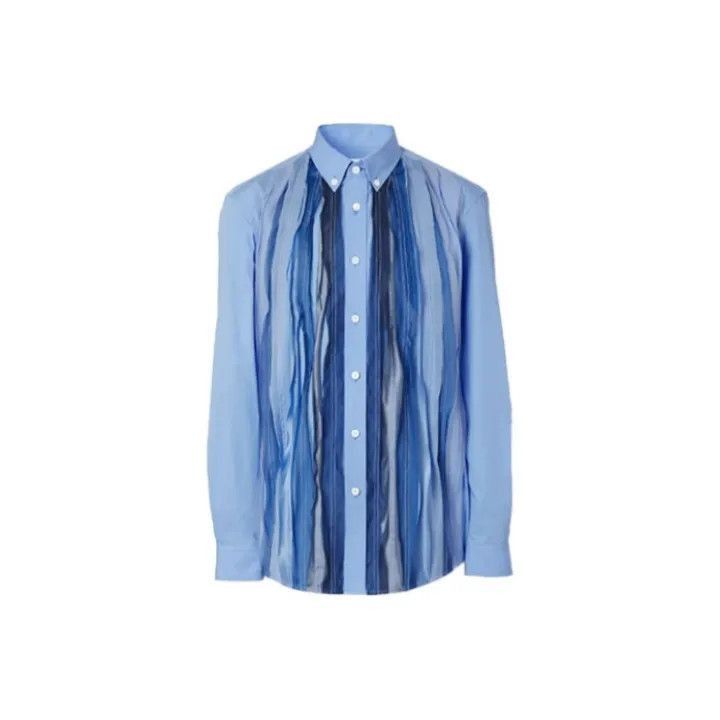 Burberry Burberry Burberry Pleated Silk Long Sleeve Shirt for Men-2 Size US M / EU 48-50 / 2 - 1 Thumbnail