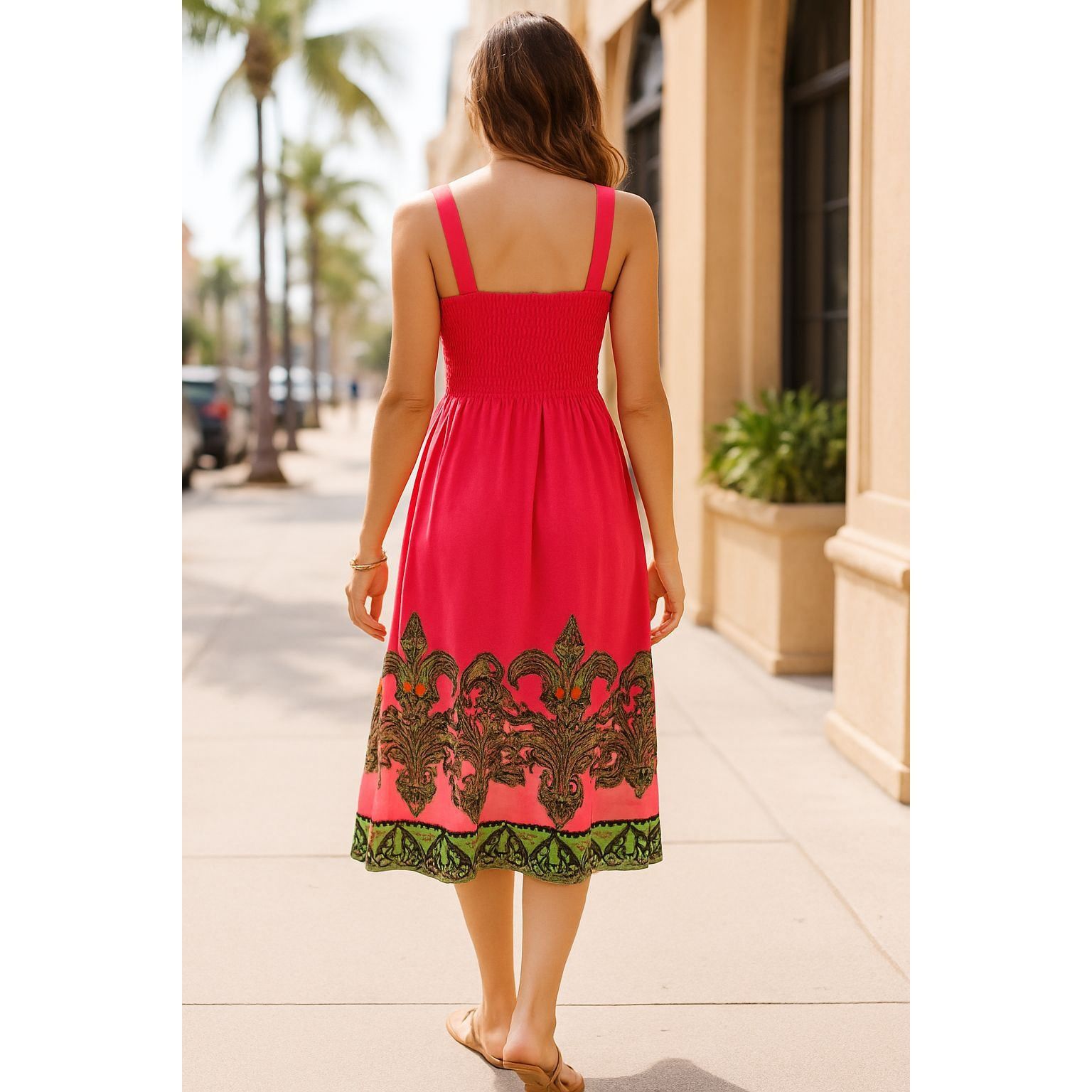 Other Ace Fashion Boho Paisley Bright Pink Print Sundress Sleevele Size XXL / US 16-18 / IT 52-54 - 4 Thumbnail