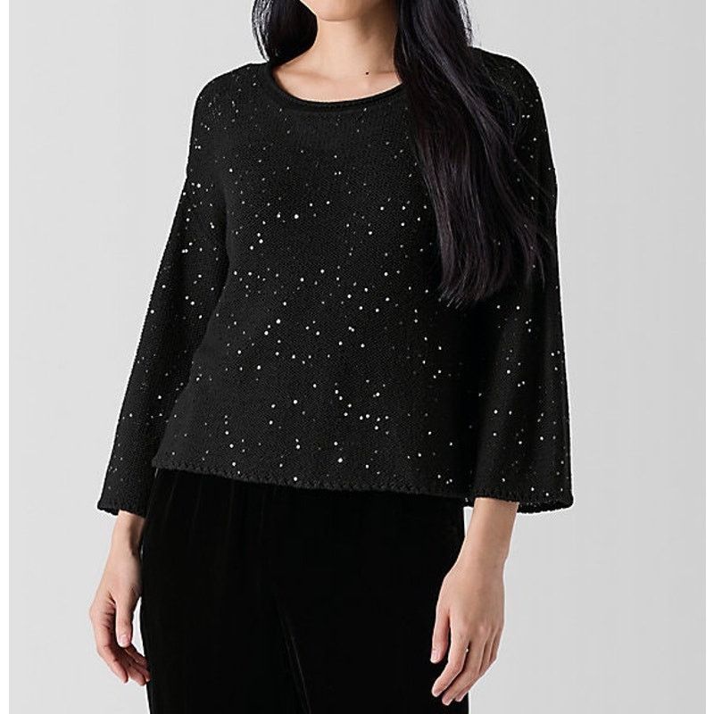 Eileen Fisher NEW EILEEN FISHER Merino Wool Sequin Embellished Sweater S Size S / US 4 / IT 40 - 1 Thumbnail