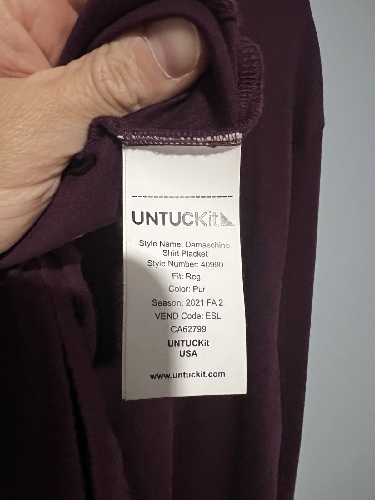 UNTUCKit UNTUCKit Mens 3XL Damaschino Long Sleeve Polo Shirt Purple Size US XXL / EU 58 / 5 - 7 Thumbnail