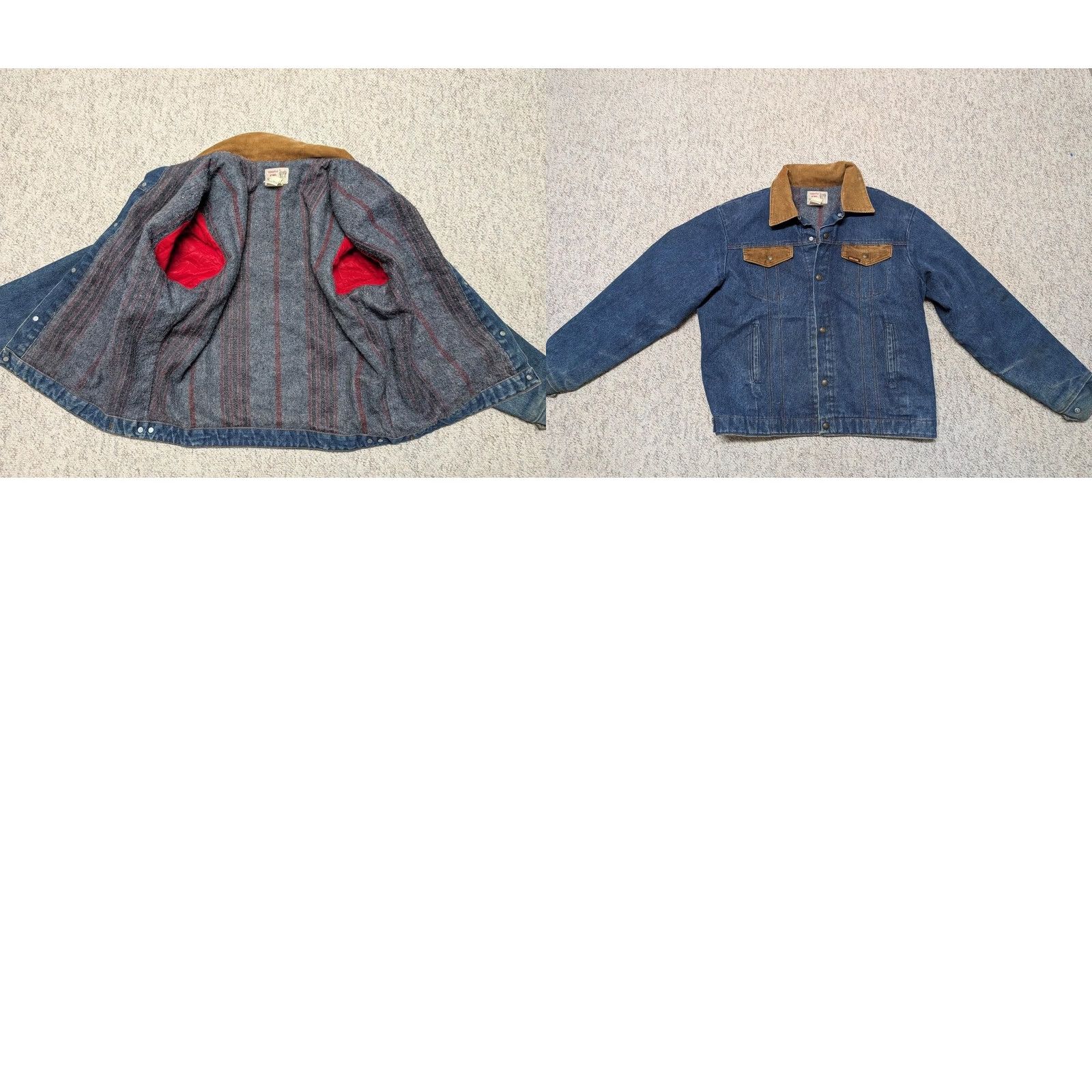 Carhartt VINTAGE Saddle King Denim Jacket 2XL Mens Blue Denim Cowboy Western blanket lined USA made Jacket 48L 2XL Mens Size US 39 - 8 Thumbnail