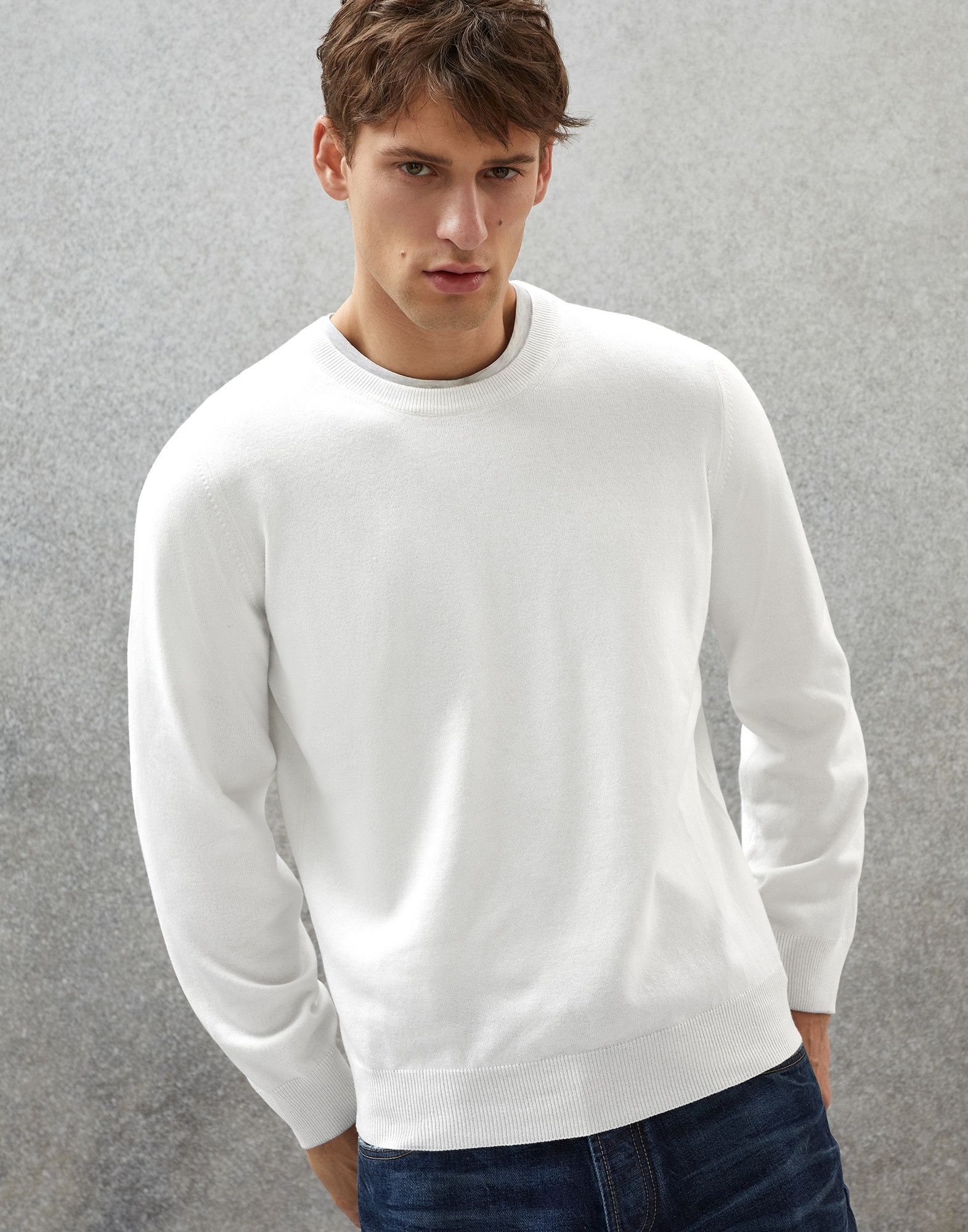 Brunello Cucinelli o1w1db10924 Cashmere Sweater in White Size US M / EU 48-50 / 2 - 1 Thumbnail