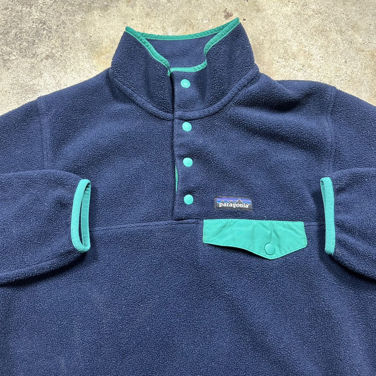 Patagonia Navy Blue and Green Patagonia Synchilla Pullover Fleece Size S / US 4 / IT 40 - 2 Thumbnail