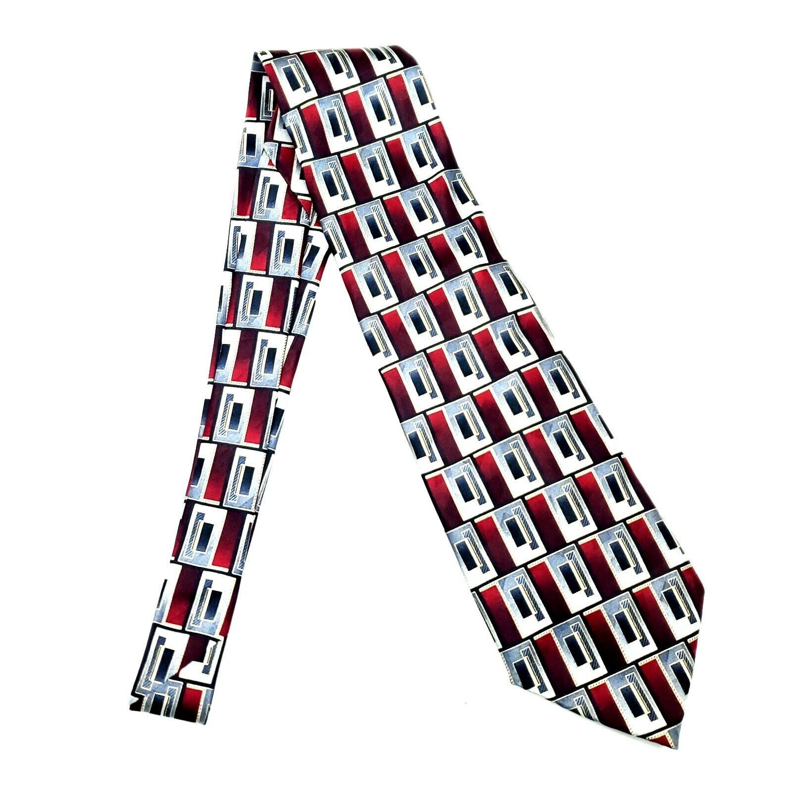 Pierre Cardin Pierre Cardin Silk Tie Red Geometric Short Print Size ONE SIZE - 6 Thumbnail