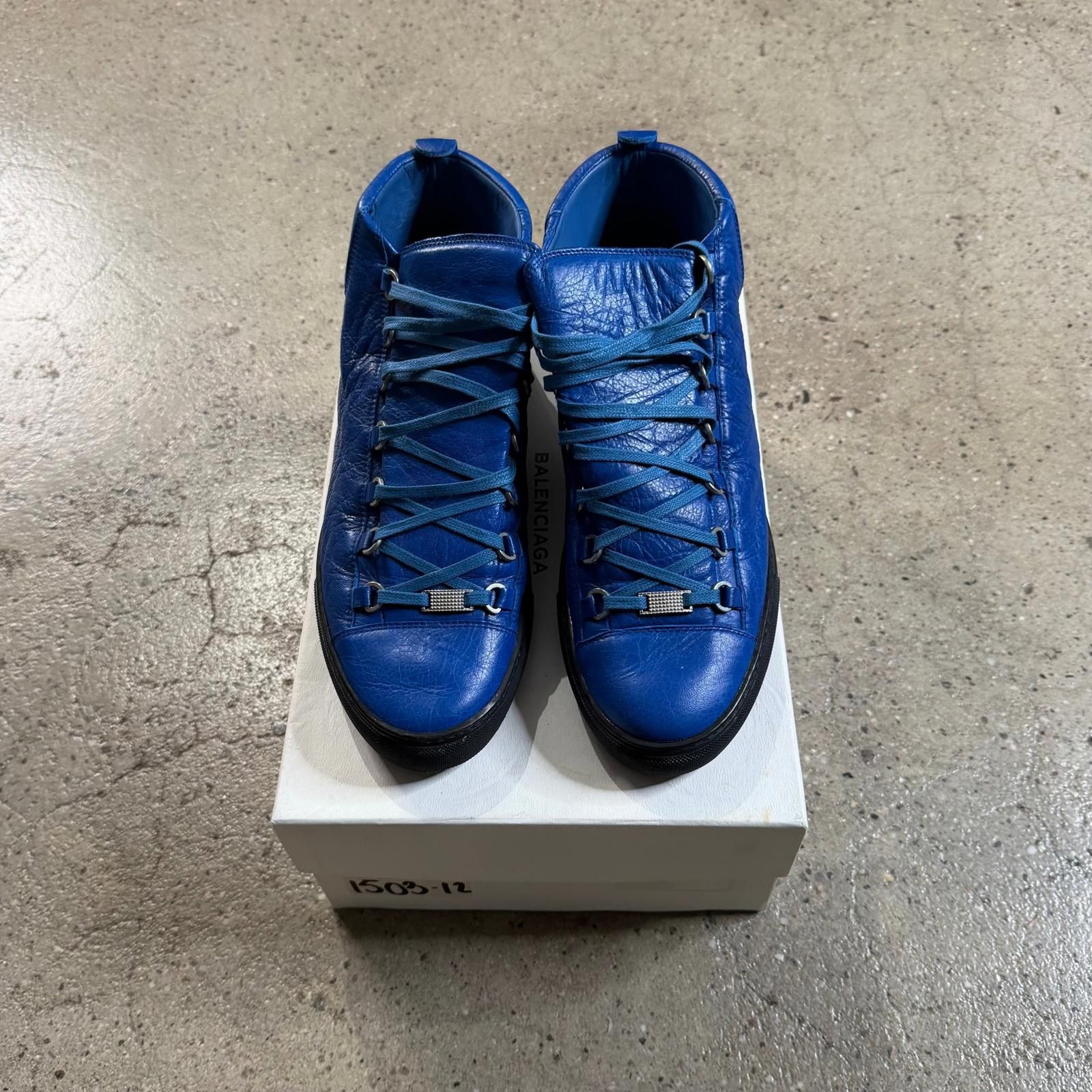Balenciaga Balenciaga Leather Arena Sneakers (Blue) Size US 12 / EU 45 - 2 Thumbnail