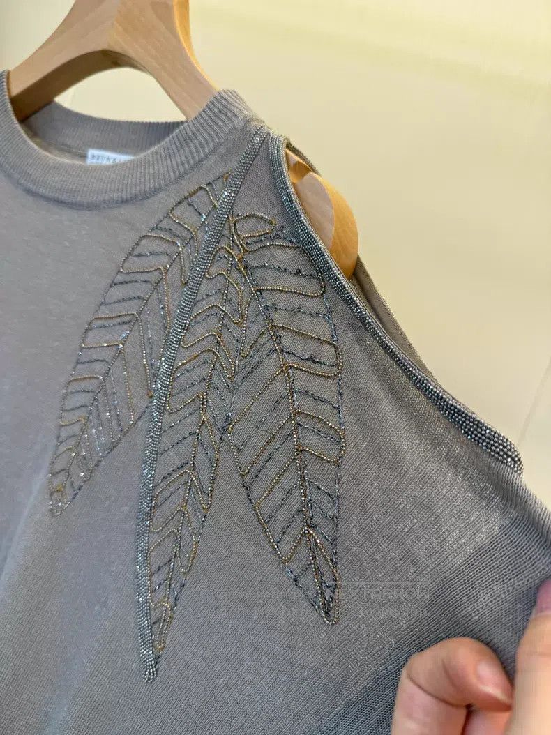 Brunello Cucinelli Brunello Cucinelli Beaded Linen Knit Top Size XS / US 0-2 / IT 36-38 - 7 Thumbnail