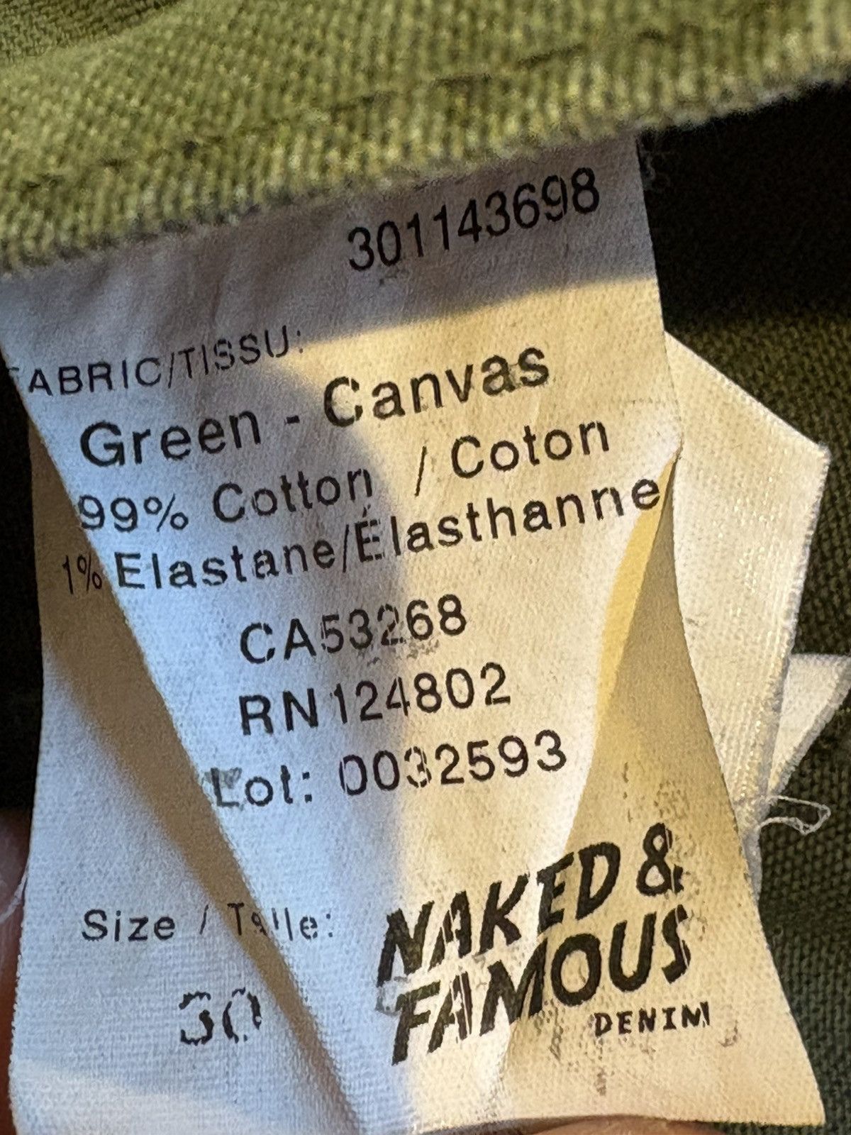Naked & Famous Naked & Famous Green Canvas Cotton Denim Pants Size US 30 / EU 46 - 4 Thumbnail