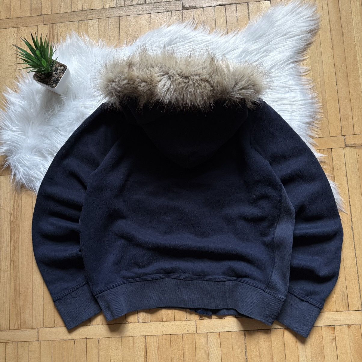 Abercrombie & Fitch 📌 Crazy Distress Abercrombie & Fitch Y2K Faux Fur Zip-Hoodie Size US L / EU 52-54 / 3 - 10 Thumbnail