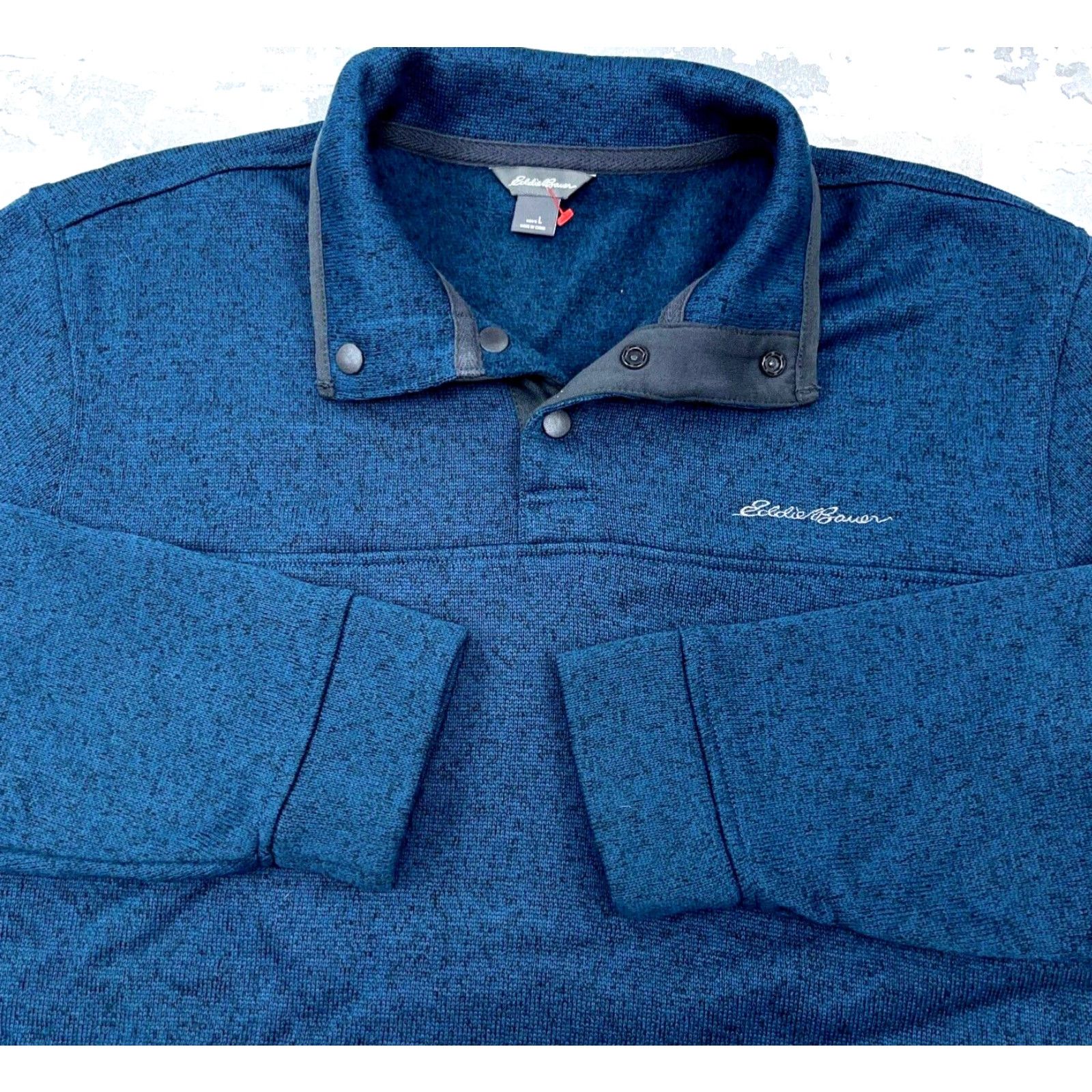 Eddie Bauer Eddie Bauer Sweater Men Large Blue Pullover Quarter Snap T Jacket Hiking Camp Size US L / EU 52-54 / 3 - 2 Thumbnail