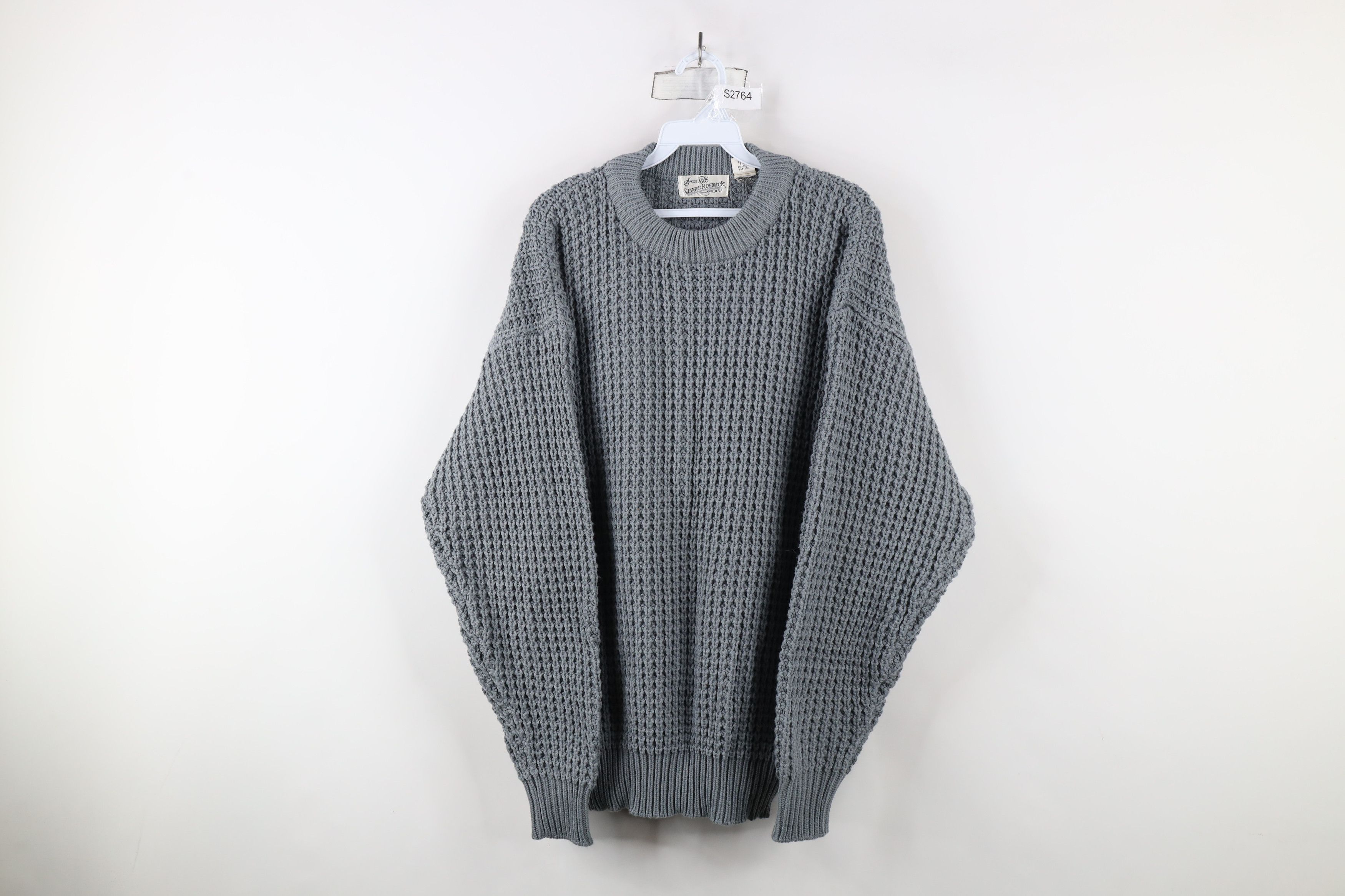 Vintage Vintage 90s Streetwear Thermal Waffle Knit Sweater Gray Size US L / EU 52-54 / 3 - 1 Thumbnail