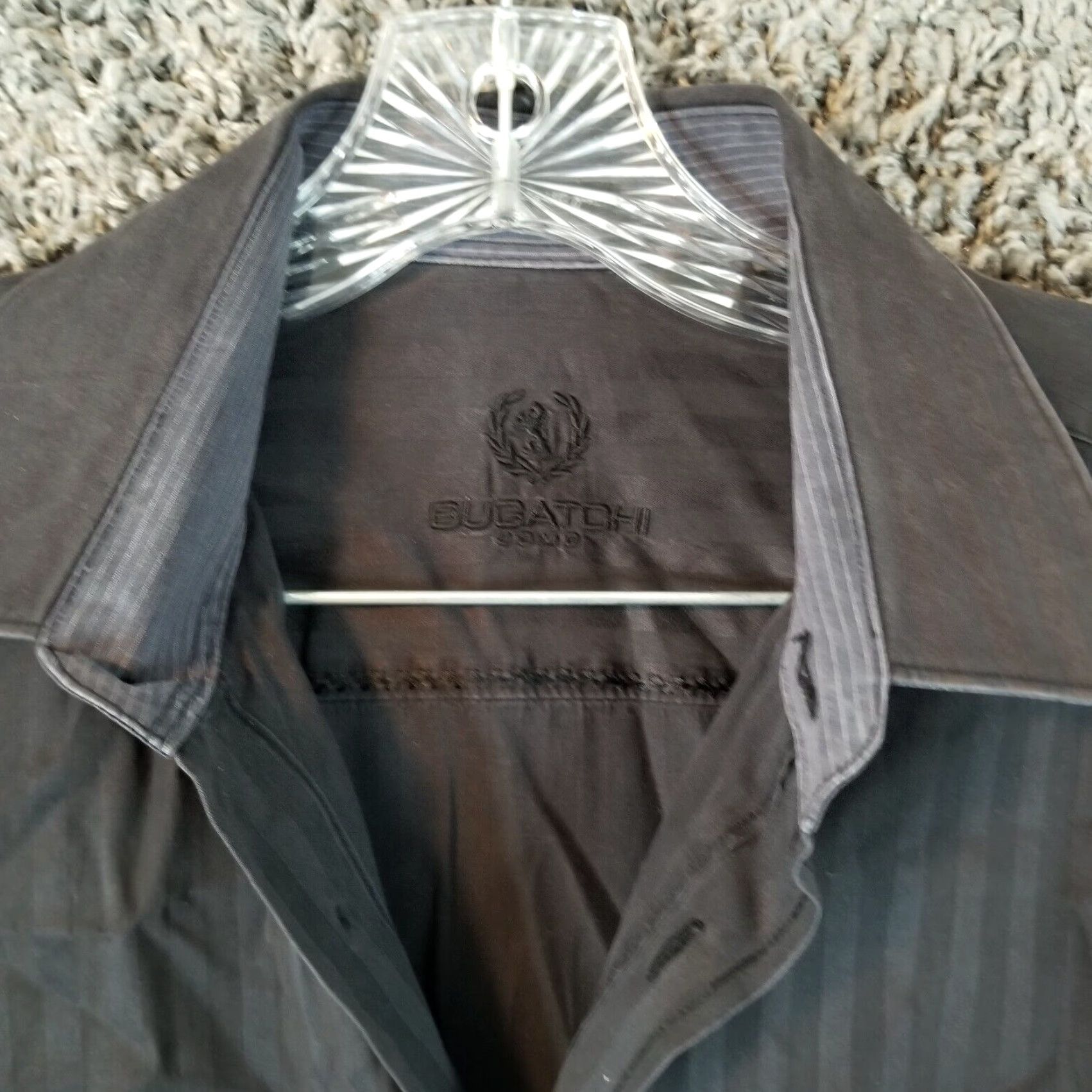 BUGATCHI BUGATCHI UOMO Button-Up Shirt Long Sleeve Black Classic Fit Mens Size L Size US L / EU 52-54 / 3 - 3 Thumbnail