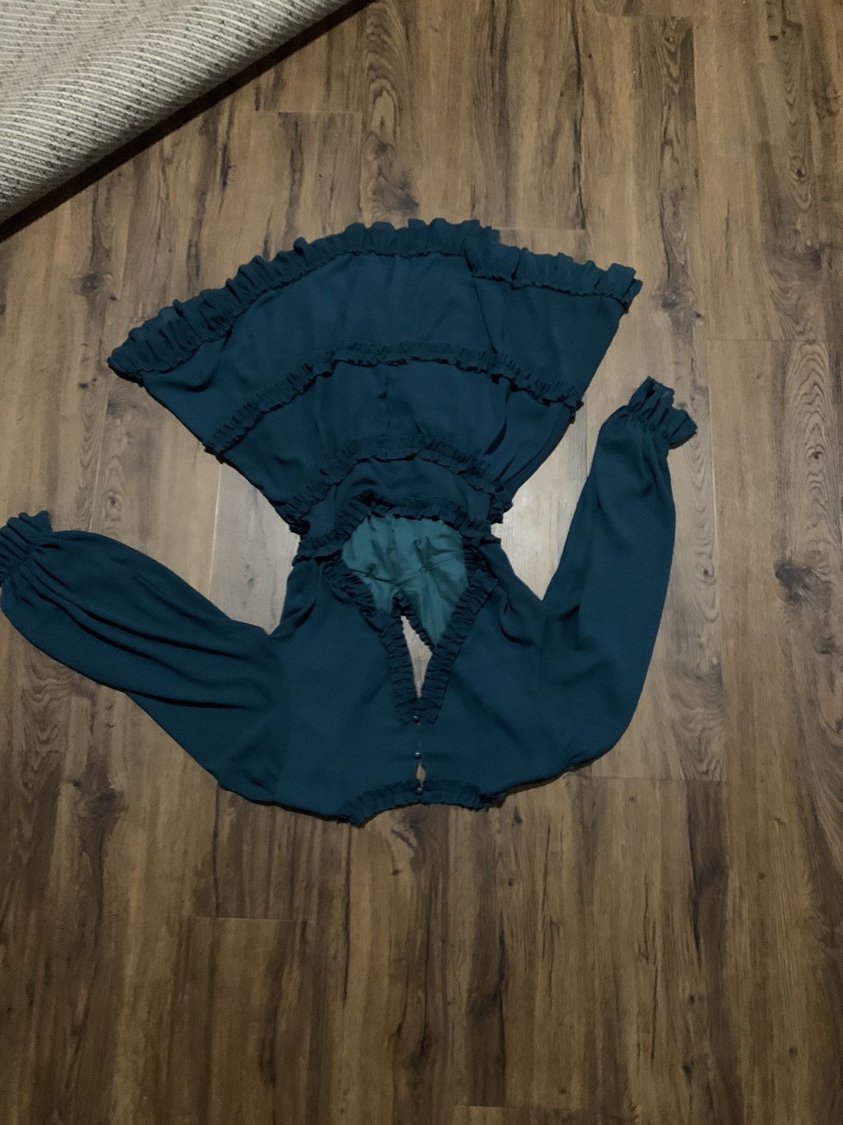 Other Dark blue/green long sleeve ruffled dress Size M / US 6-8 / IT 42-44 - 2 Thumbnail