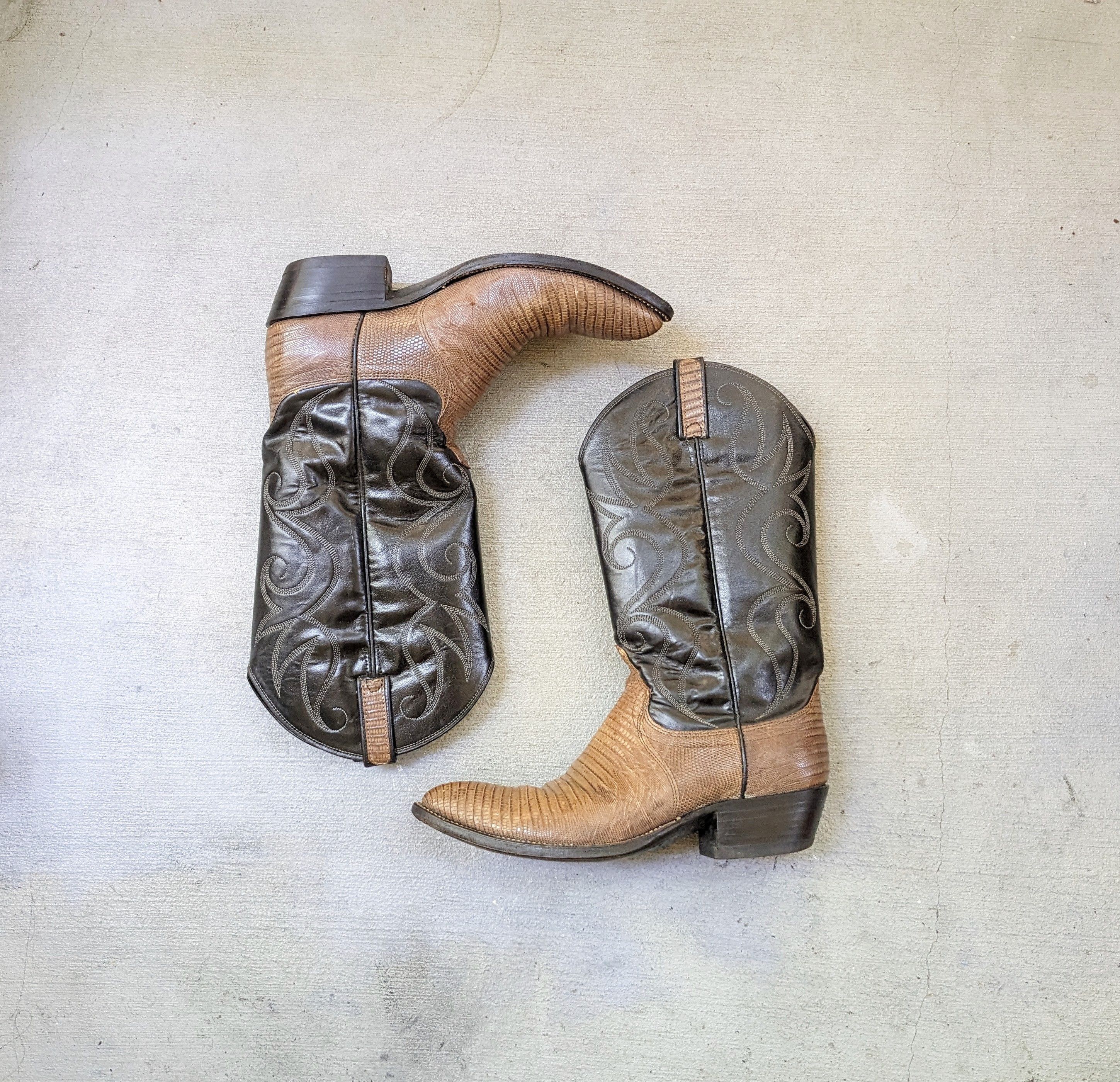 Dan Post Dan Post Cowboy Boots 9 D Olive Green Black Lizard USA Size US 9 / EU 42 - 1 Thumbnail