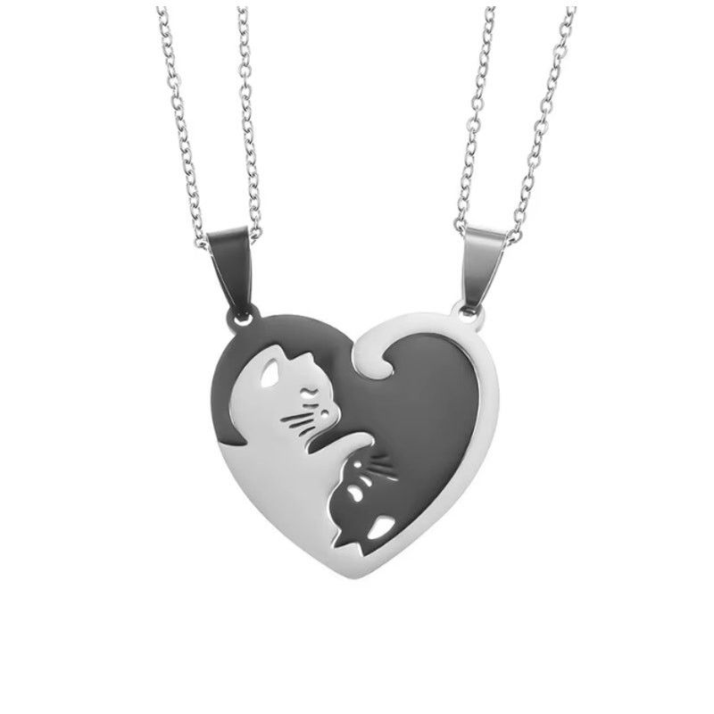 Other Cat Yin Yang Necklace Set - Stainless Steel Matching 20" Size ONE SIZE - 2 Thumbnail