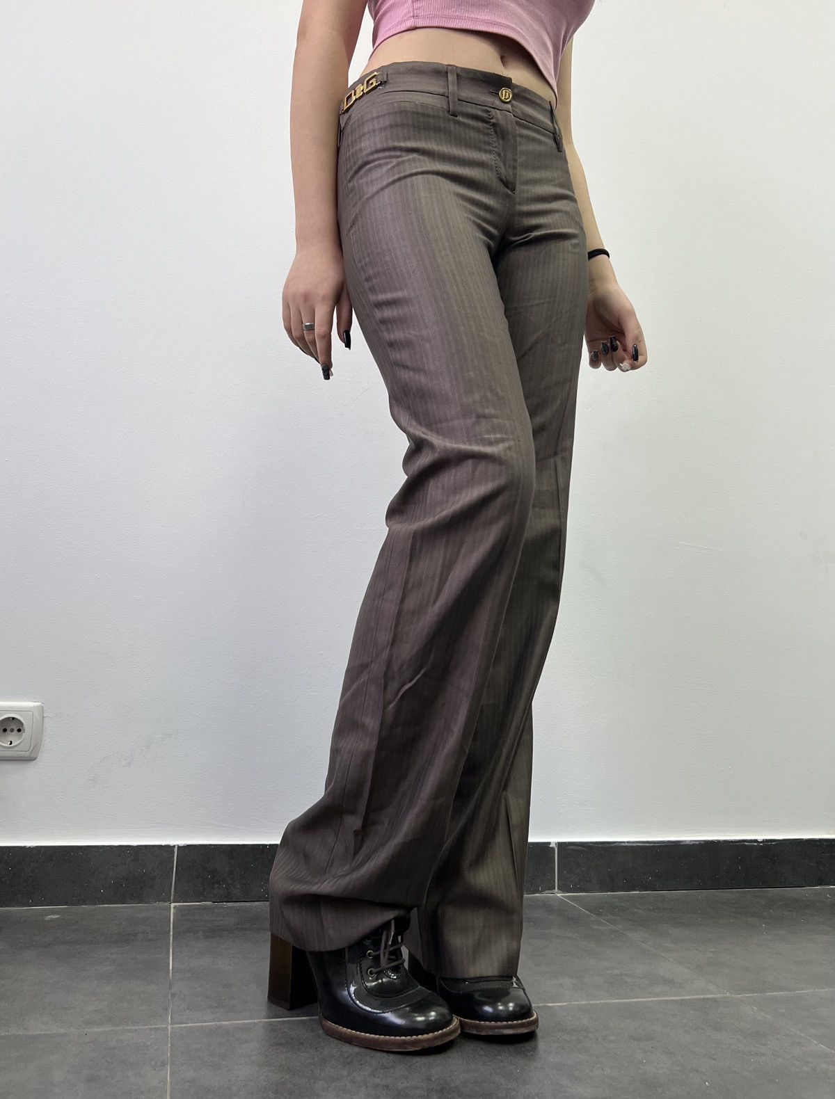 Dolce & Gabbana × Vintage D&G Golden logo Dolce & Gabbana wool silk pants trousers Size 26" / US 2 / IT 38 - 1 Thumbnail